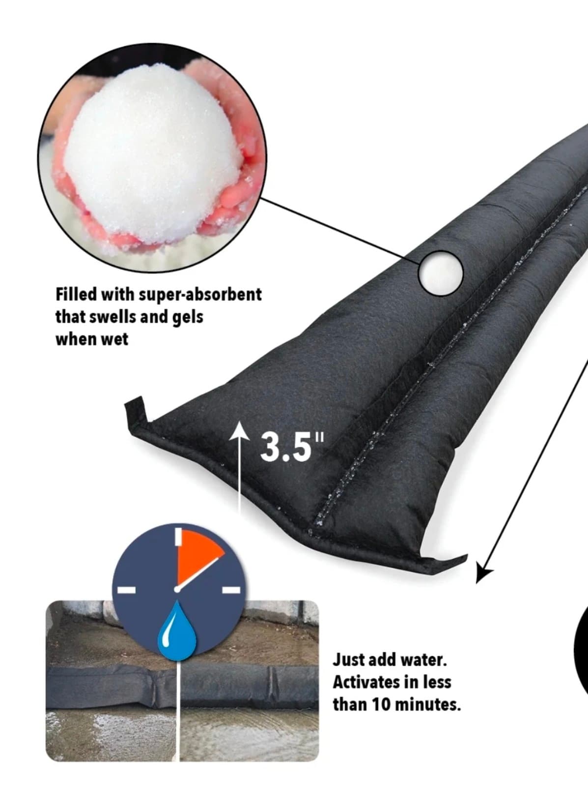 Quick Dam Flood Protection QD65-1 Flood Bag 5 Ft x 6in x 3.5in Lot of 2 NEW - Thumbnail 5