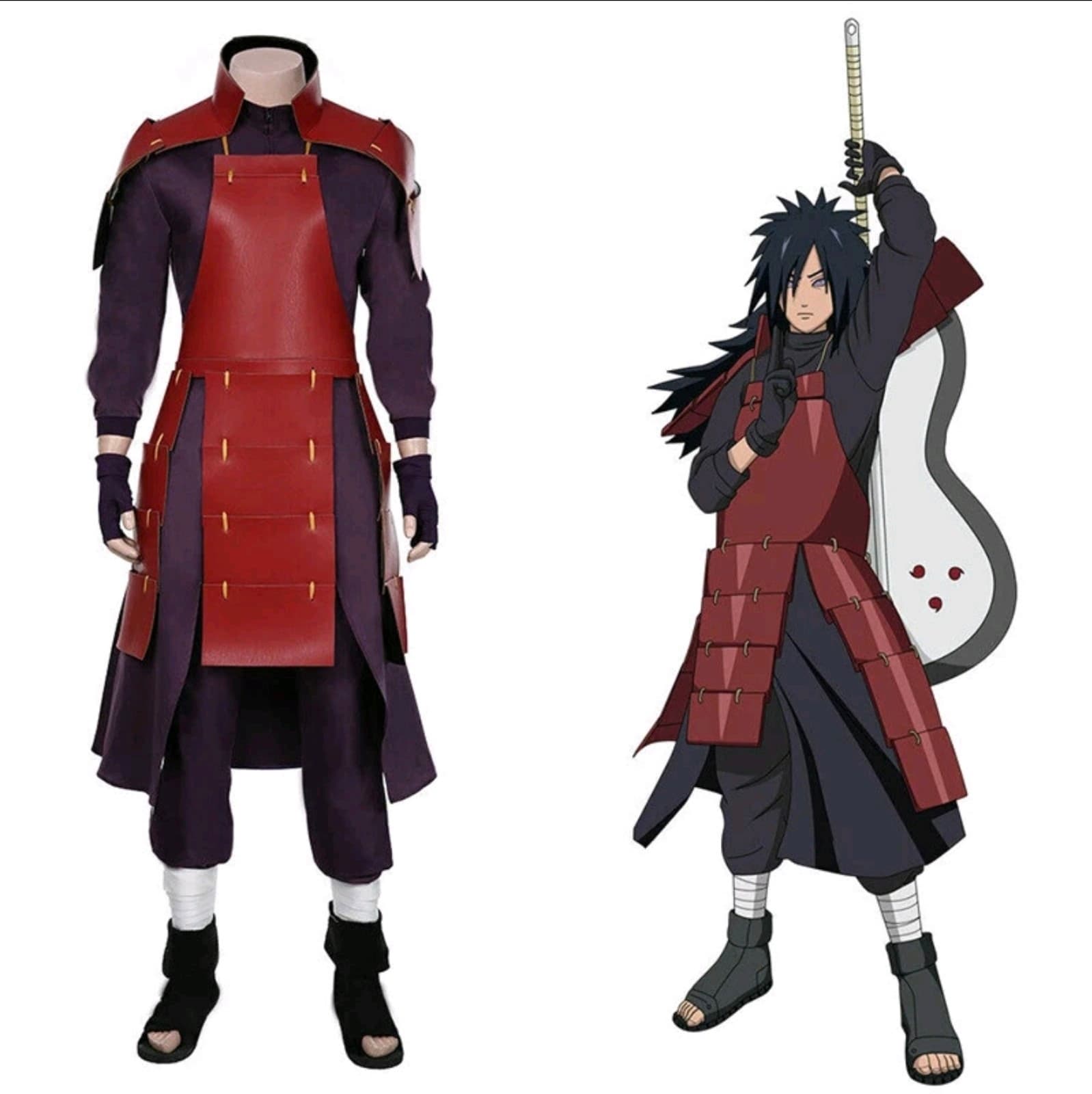 Anime Naruto Shippuden Uchiha Madara Cosplay Costume sz Large 6pc Costume - Thumbnail 2
