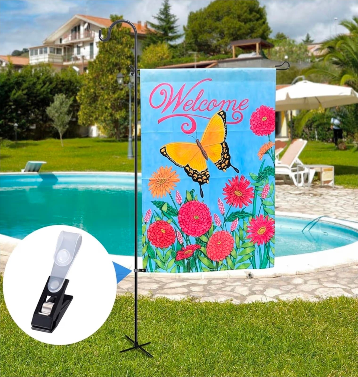 Garden Flag Clips Anti-Wind Flag Stoppers for Small Flags Pole Clips 10pc - Thumbnail 6