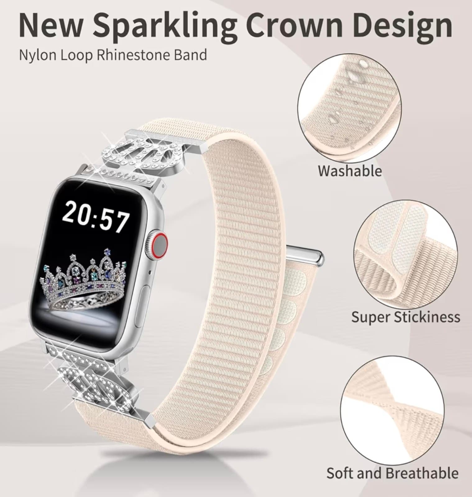 Designer Bling Crown Band for iWatch Ultra Series 10/9/8/7/6/5/4/3/2/1/SE - Thumbnail 4