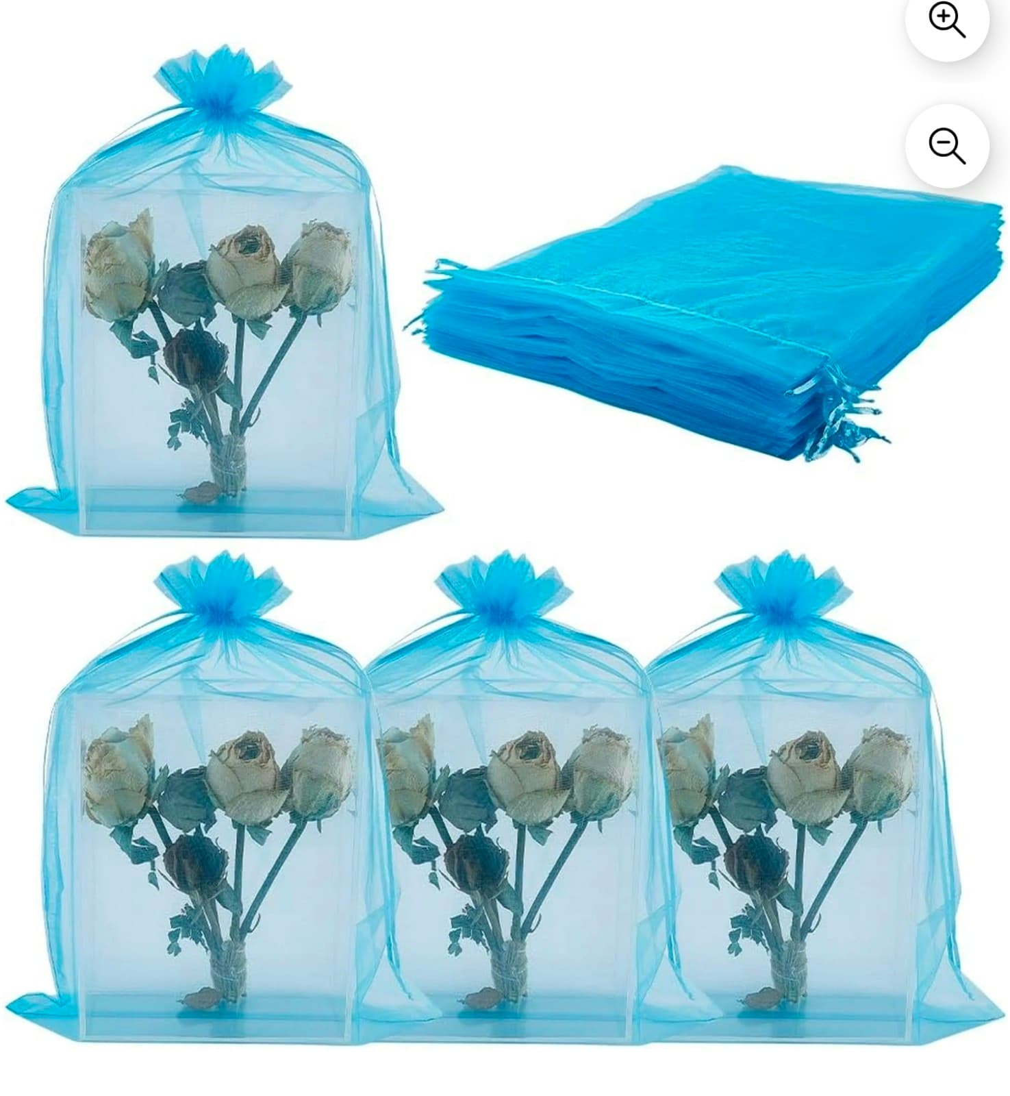 Organza Gift Bag Big Deep Sky Blue 50pcs 12" x 16" - Image 1