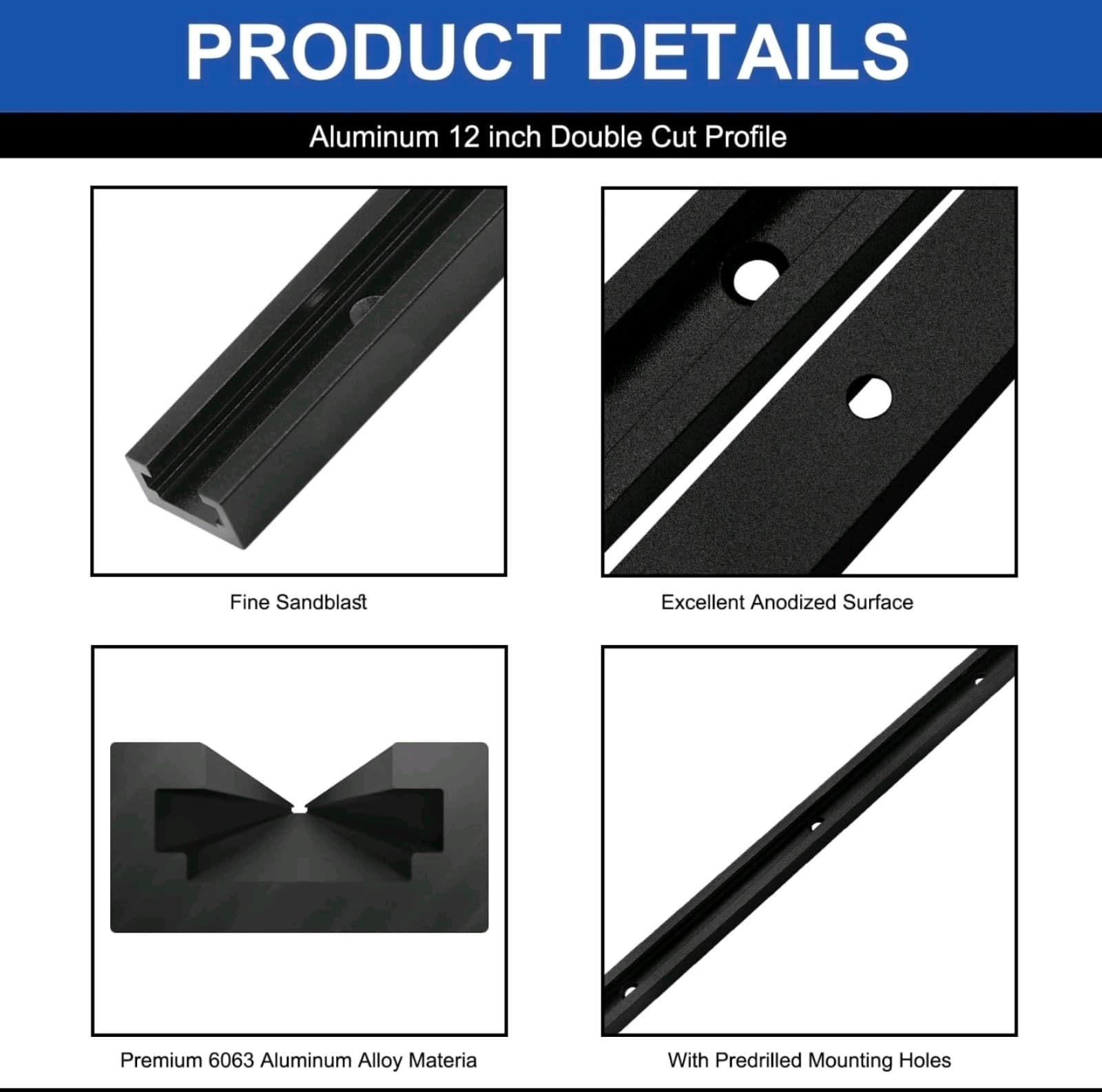 T-Track for Woodworking 12inches 4pack - Thumbnail 4