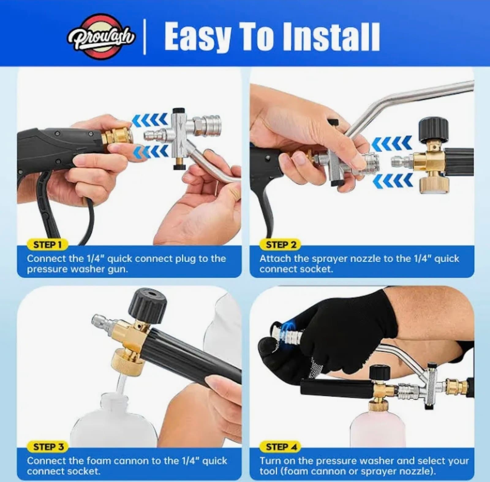 Foam Cannon & Gun Kit with Dual Connector Includes 5 Nozzle Tips - Thumbnail 6