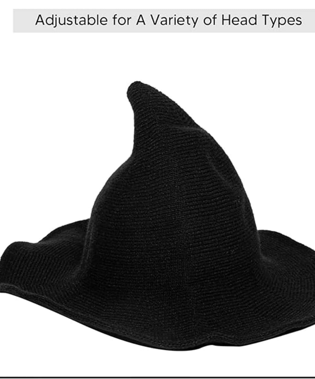 Halloween Witch Hat for Women, Wide Brim Foldable Pointed Cap, for Halloween - Thumbnail 4