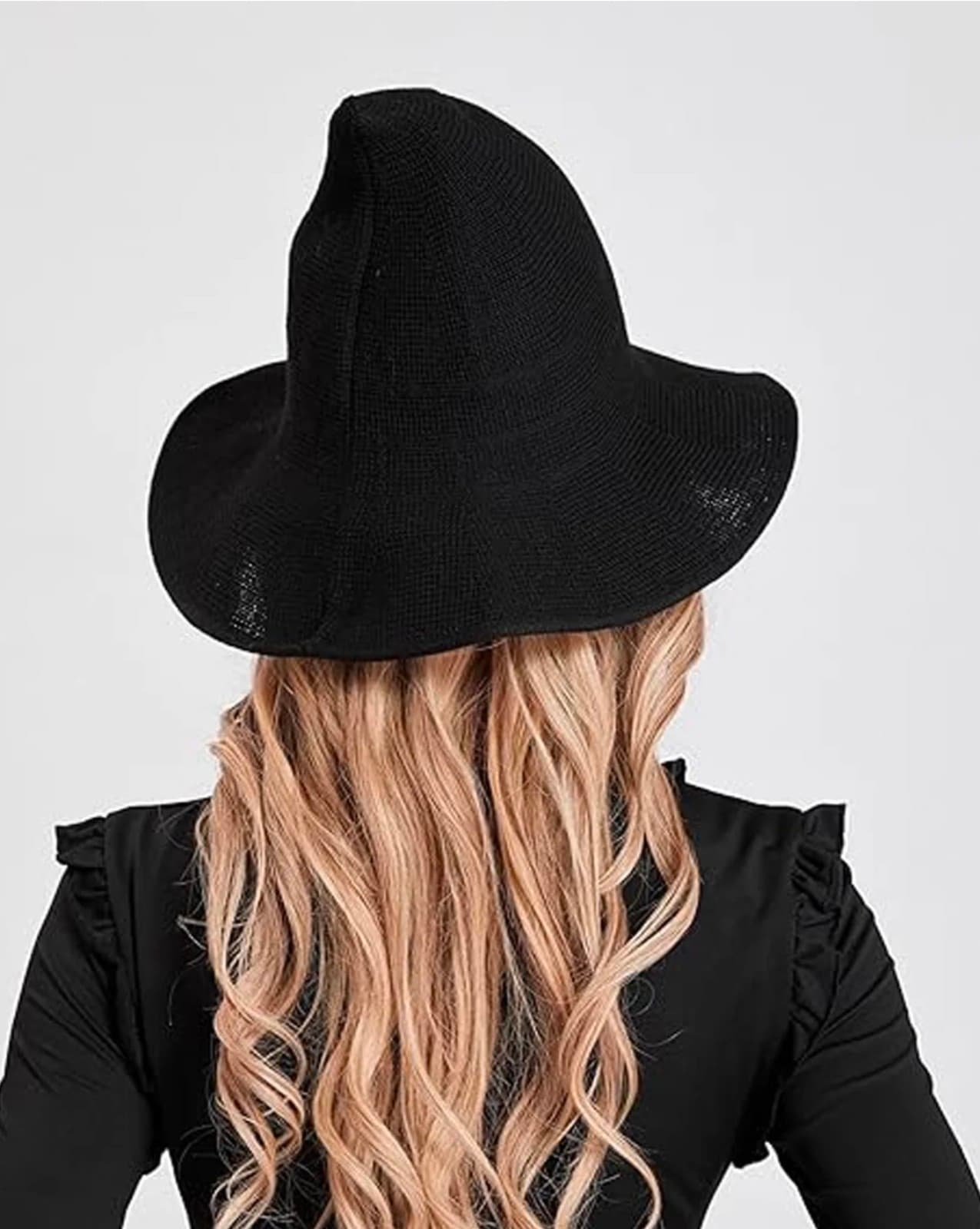 Halloween Witch Hat for Women, Wide Brim Foldable Pointed Cap, for Halloween - Thumbnail 2