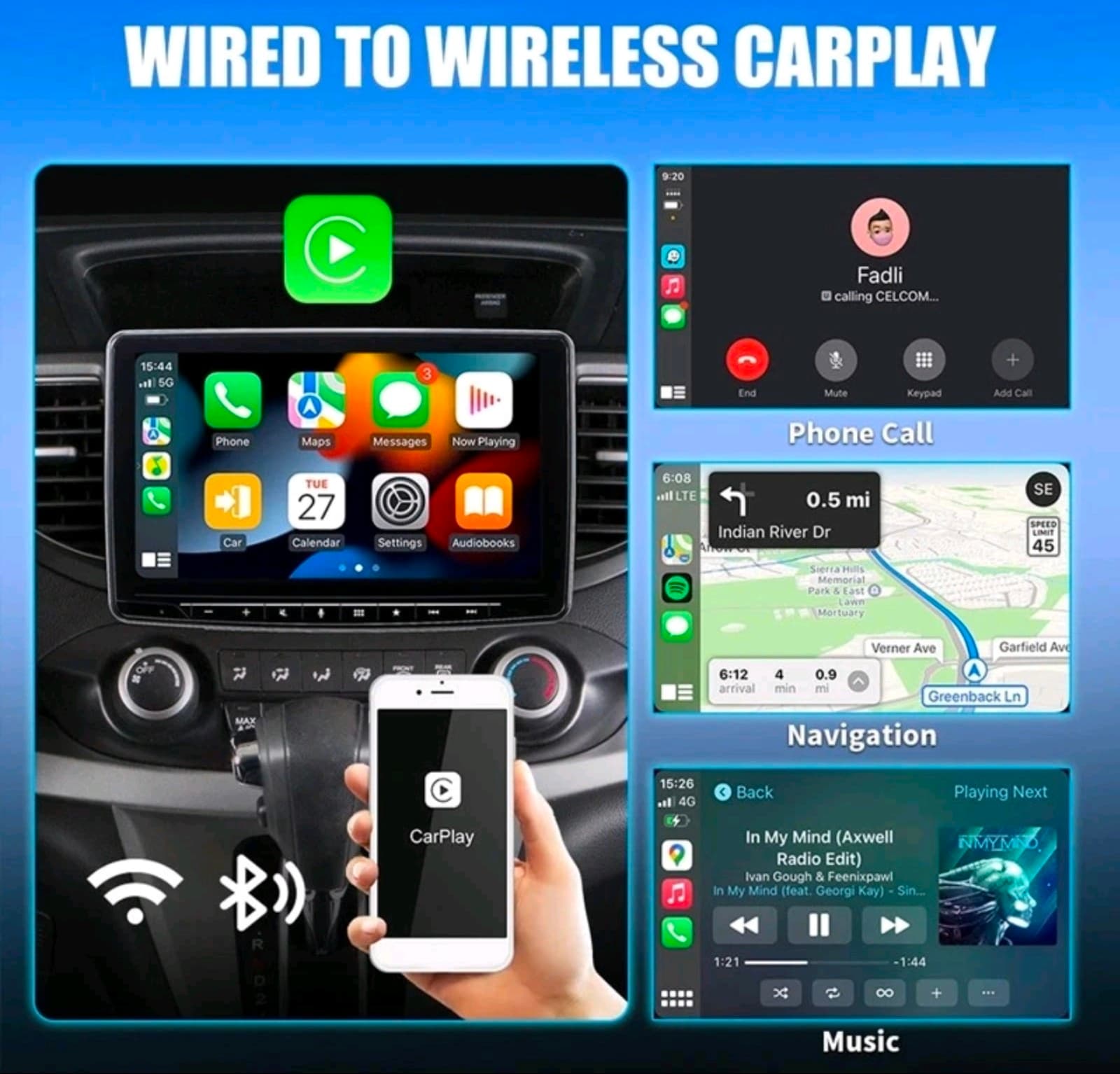 USB Auto Wireless CarPlay Adapter For Apple Android Wireless Dongle Plug ＆ Play - Thumbnail 4