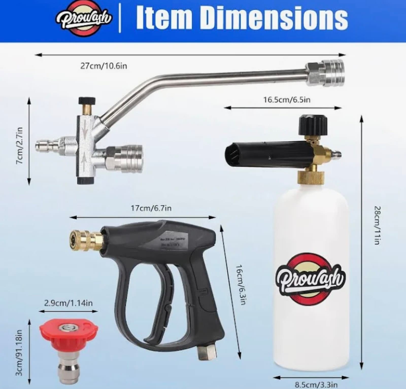 Foam Cannon & Gun Kit with Dual Connector Includes 5 Nozzle Tips - Thumbnail 3
