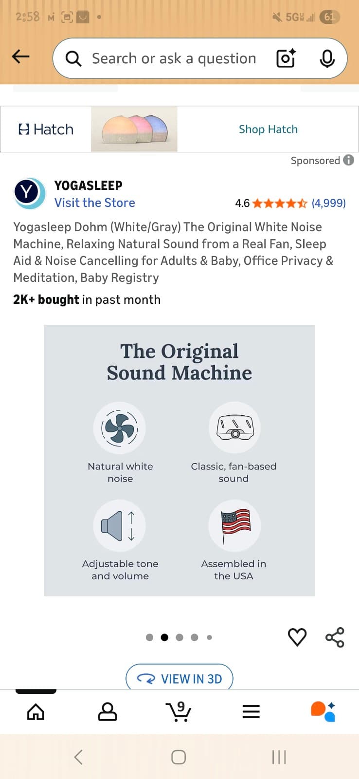 Yogasleep Dohm (White/Gray) The Original White Noise Machine, Relaxing Natural - Thumbnail 2