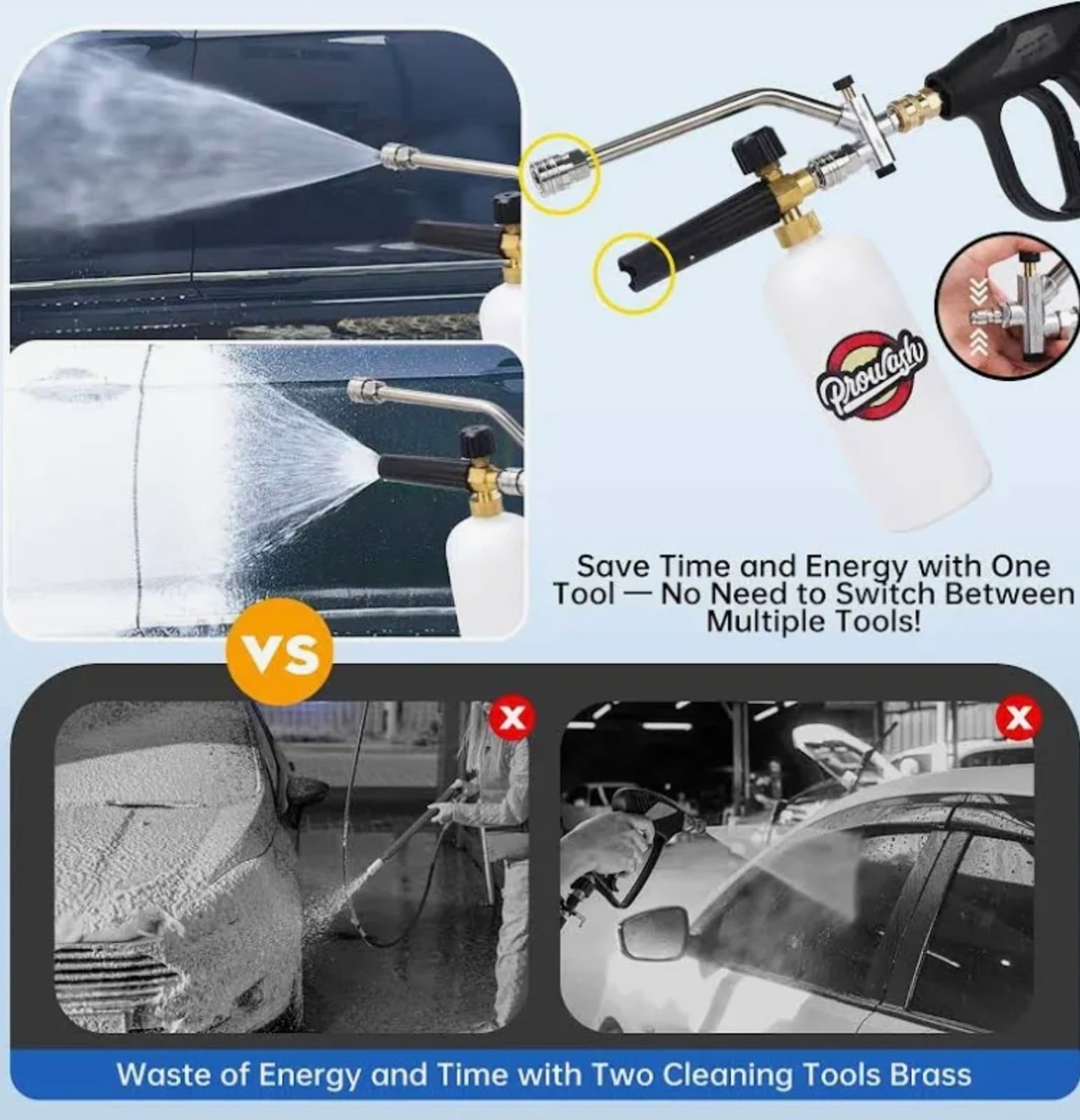 Foam Cannon & Gun Kit with Dual Connector Includes 5 Nozzle Tips - Thumbnail 5