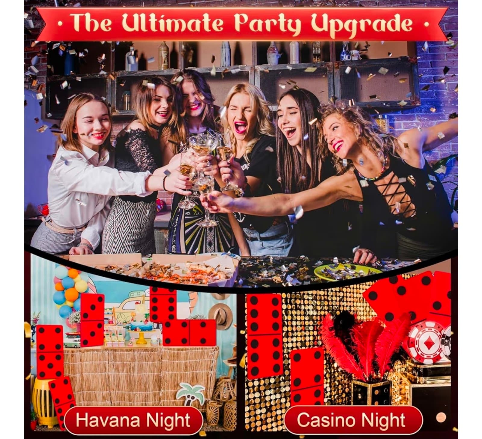 Giant Domino Decor for Casino Theme Party & Game Night - Jumbo 15.7''x7.87'' - Thumbnail 3