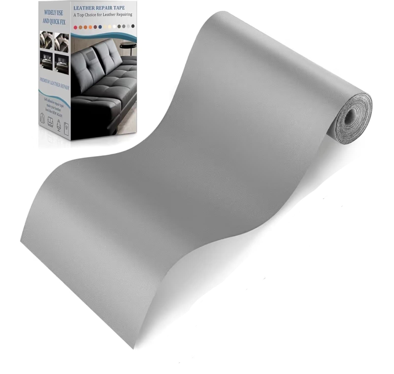 Leather Repair Tape Kit, 4"x 63" Leather Repair Patch for Furniture Grey - Image 1