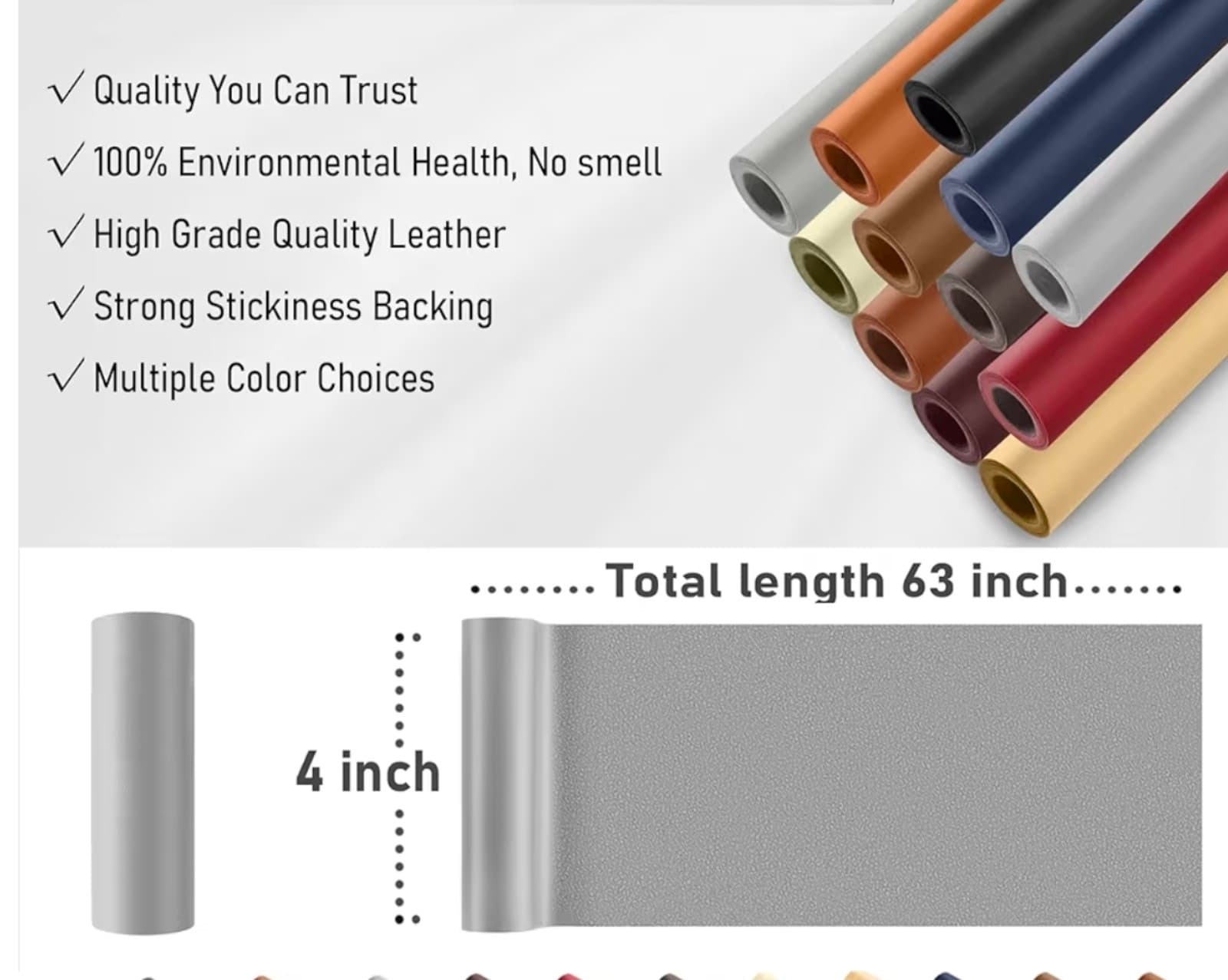 Leather Repair Tape Kit, 4"x 63" Leather Repair Patch for Furniture Grey - Thumbnail 7