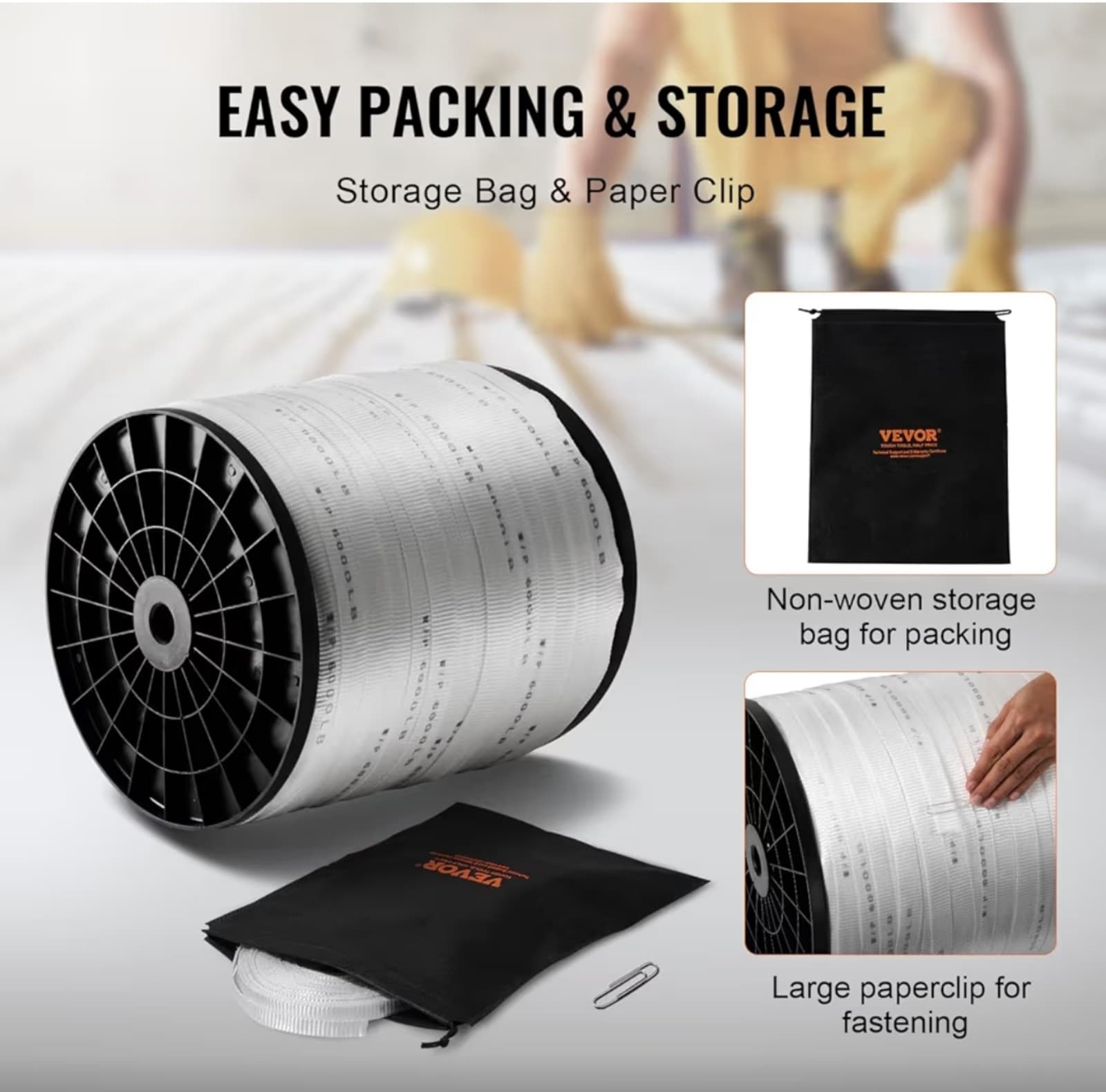 VEVOR Pull Tape 1" x 2103' Extended Reel Professional Flat Rope 6000 lbs Tensile - Thumbnail 5