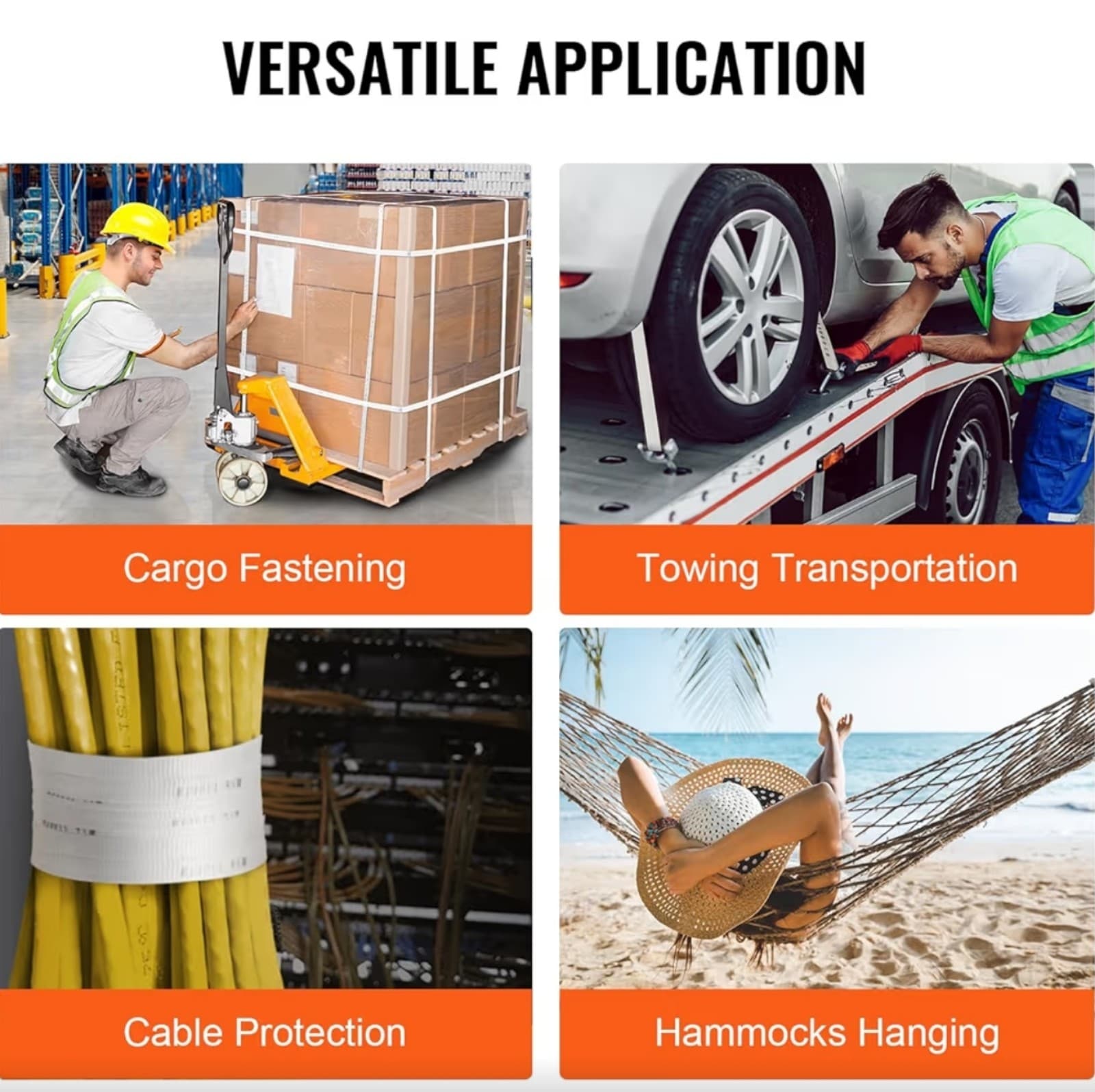 VEVOR Pull Tape 1" x 2103' Extended Reel Professional Flat Rope 6000 lbs Tensile - Thumbnail 6