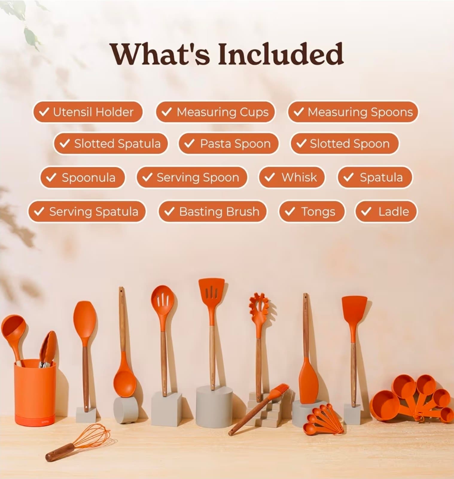 Silicone Kitchen Utensils Set & Holder: Cooking Utensils Set - 22pcs - Image 1