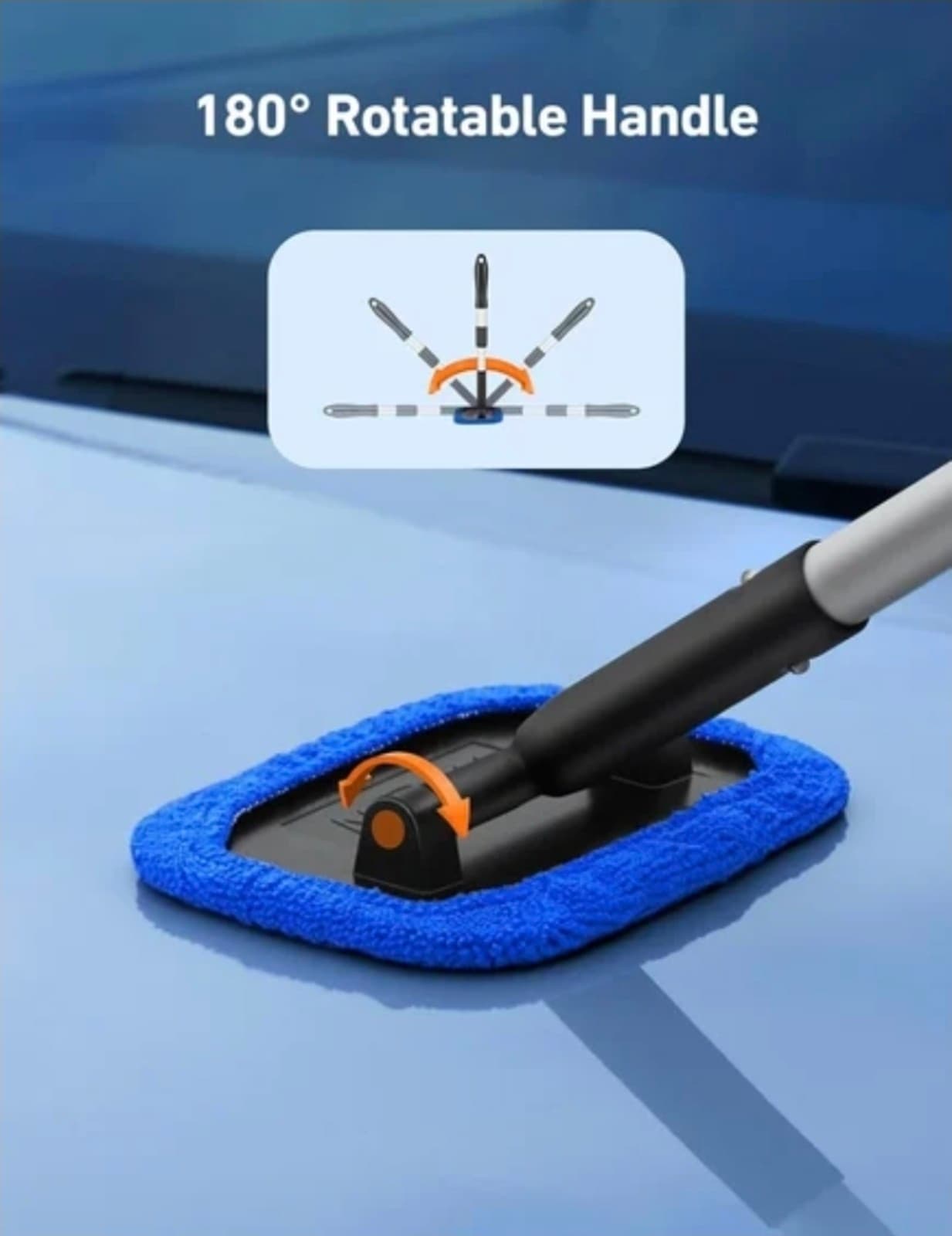 Microfiber Car Window Cleaner Rectangle Blue - Thumbnail 3