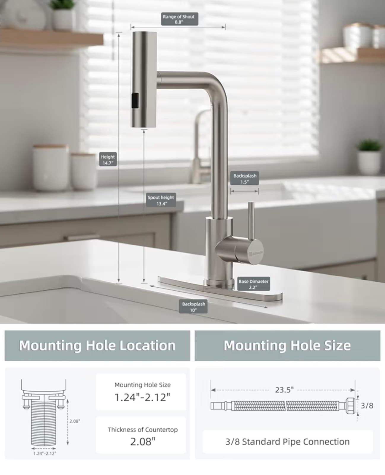 Kitchen Faucet - Waterfall Kitchen Faucet, Stainless Steel Kitchen Sink - Thumbnail 5