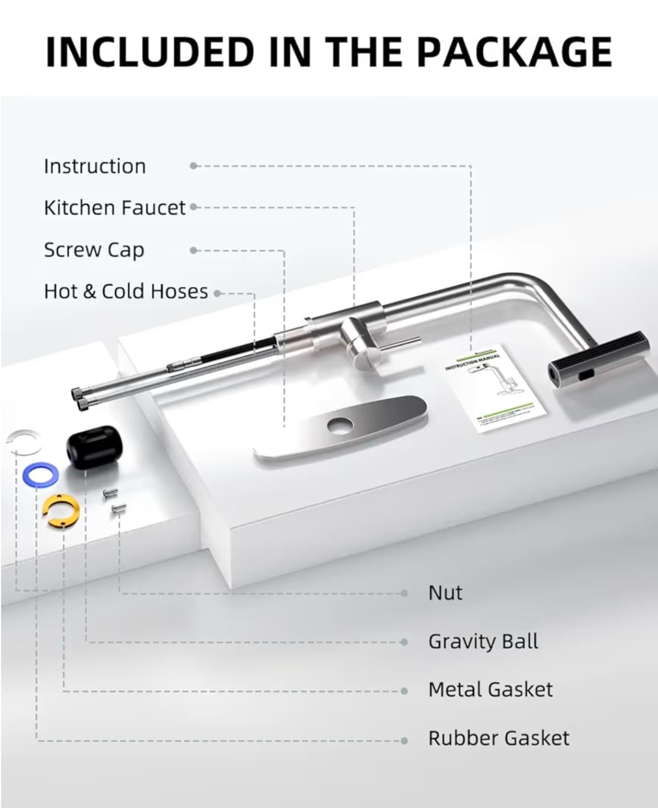 Kitchen Faucet - Waterfall Kitchen Faucet, Stainless Steel Kitchen Sink - Thumbnail 9