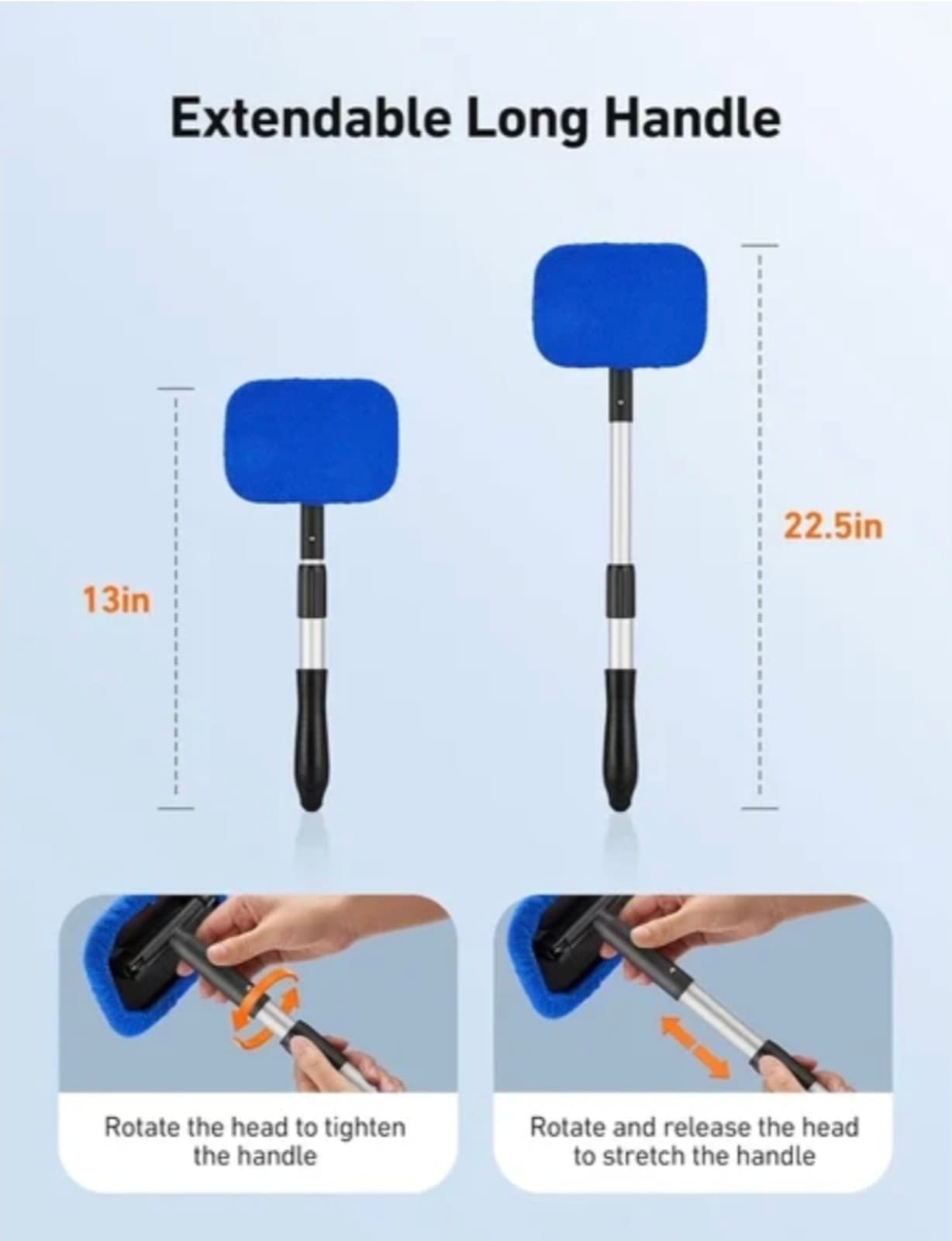 Microfiber Car Window Cleaner Rectangle Blue - Thumbnail 2