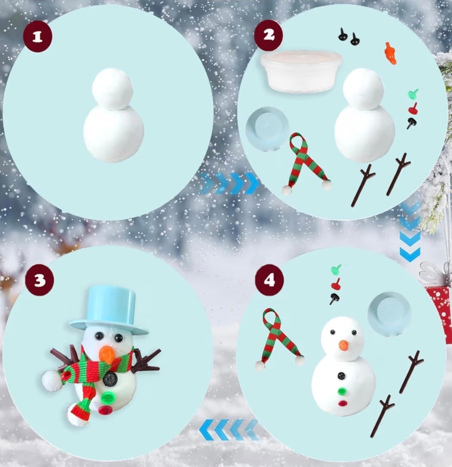 Christmas Craft Snowman DIY Kit 4 pack - Thumbnail 2