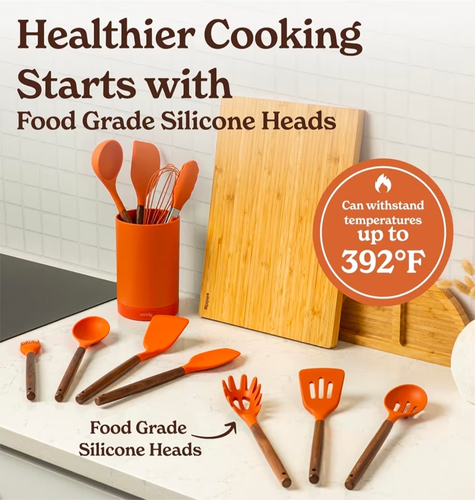 Silicone Kitchen Utensils Set & Holder: Cooking Utensils Set - 22pcs - Thumbnail 3