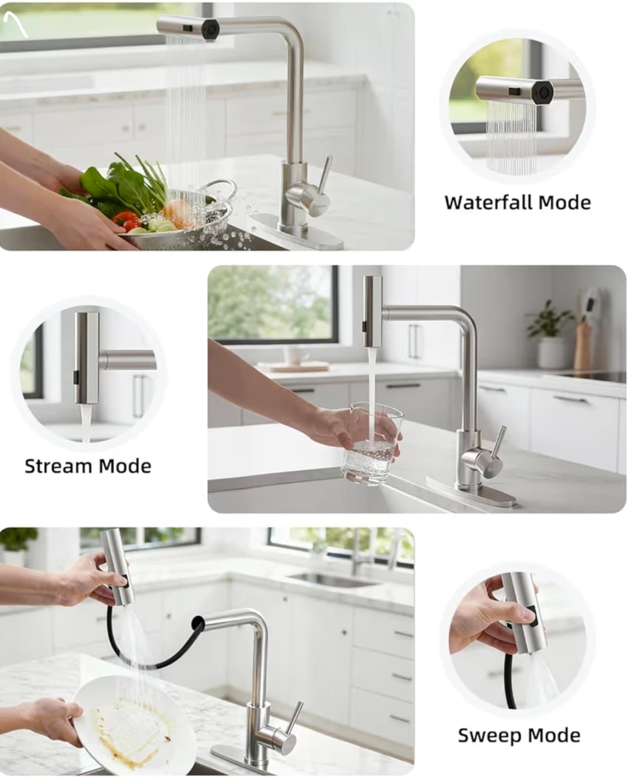 Kitchen Faucet - Waterfall Kitchen Faucet, Stainless Steel Kitchen Sink - Thumbnail 2