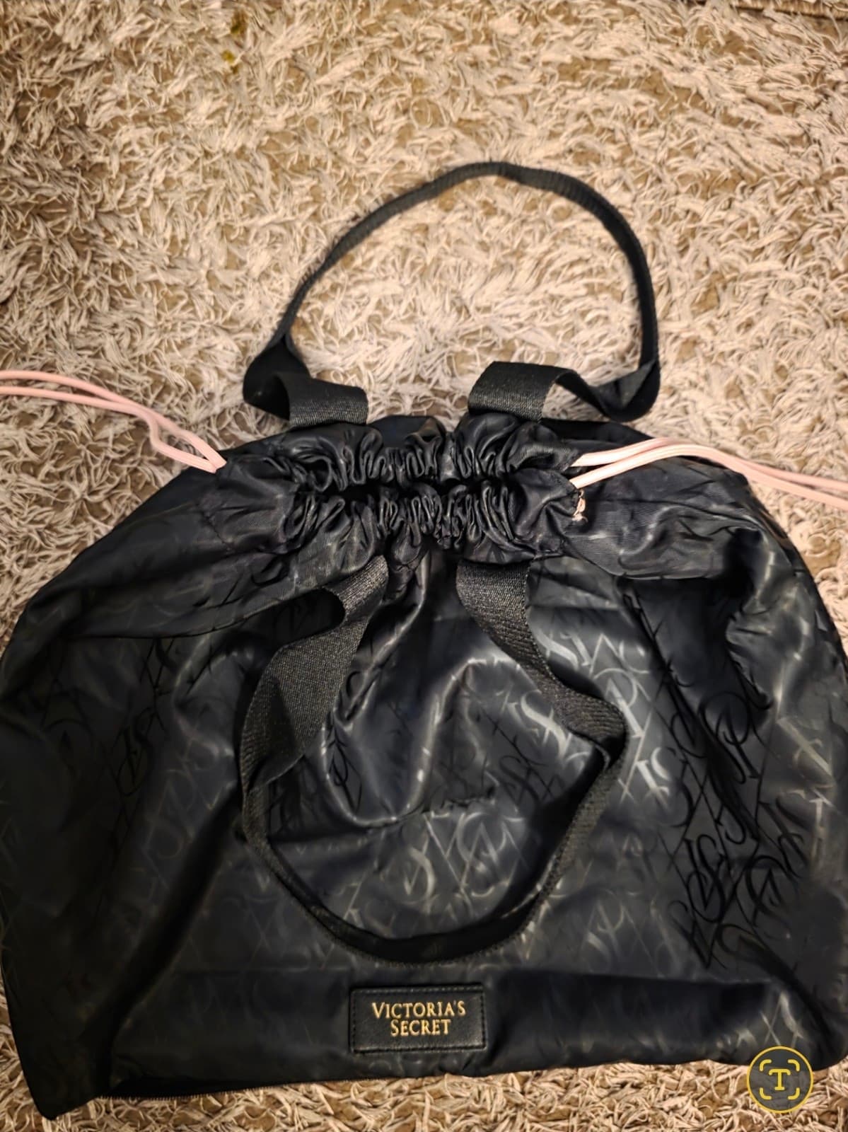 Victoria's Secret Packable Duffle Tote Bag, Black Subtle Logo - Thumbnail 6