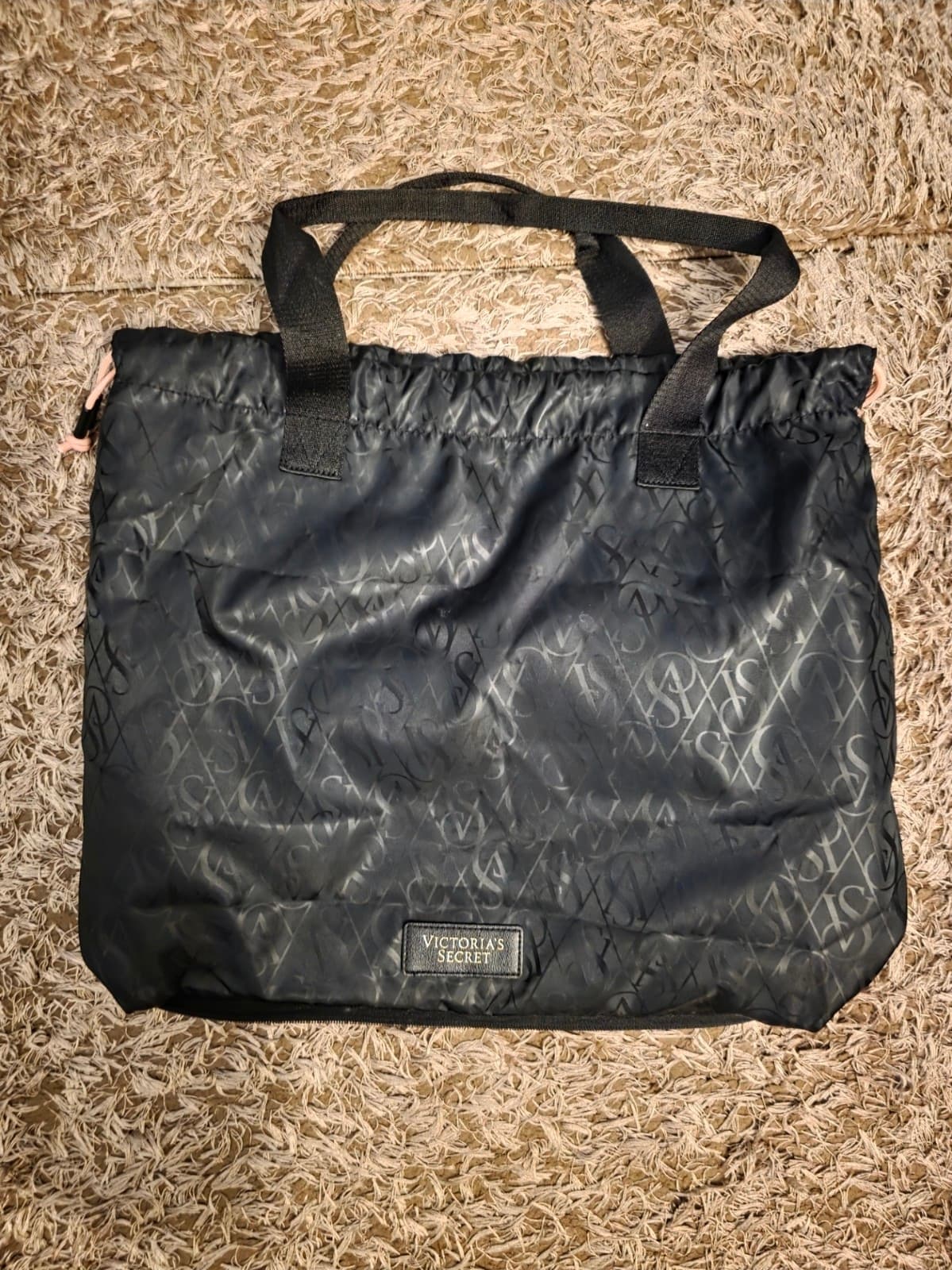 Victoria's Secret Packable Duffle Tote Bag, Black Subtle Logo - Thumbnail 9