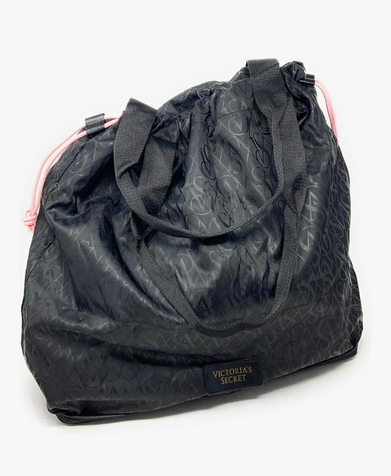 Victoria's Secret Packable Duffle Tote Bag, Black Subtle Logo - Thumbnail 2