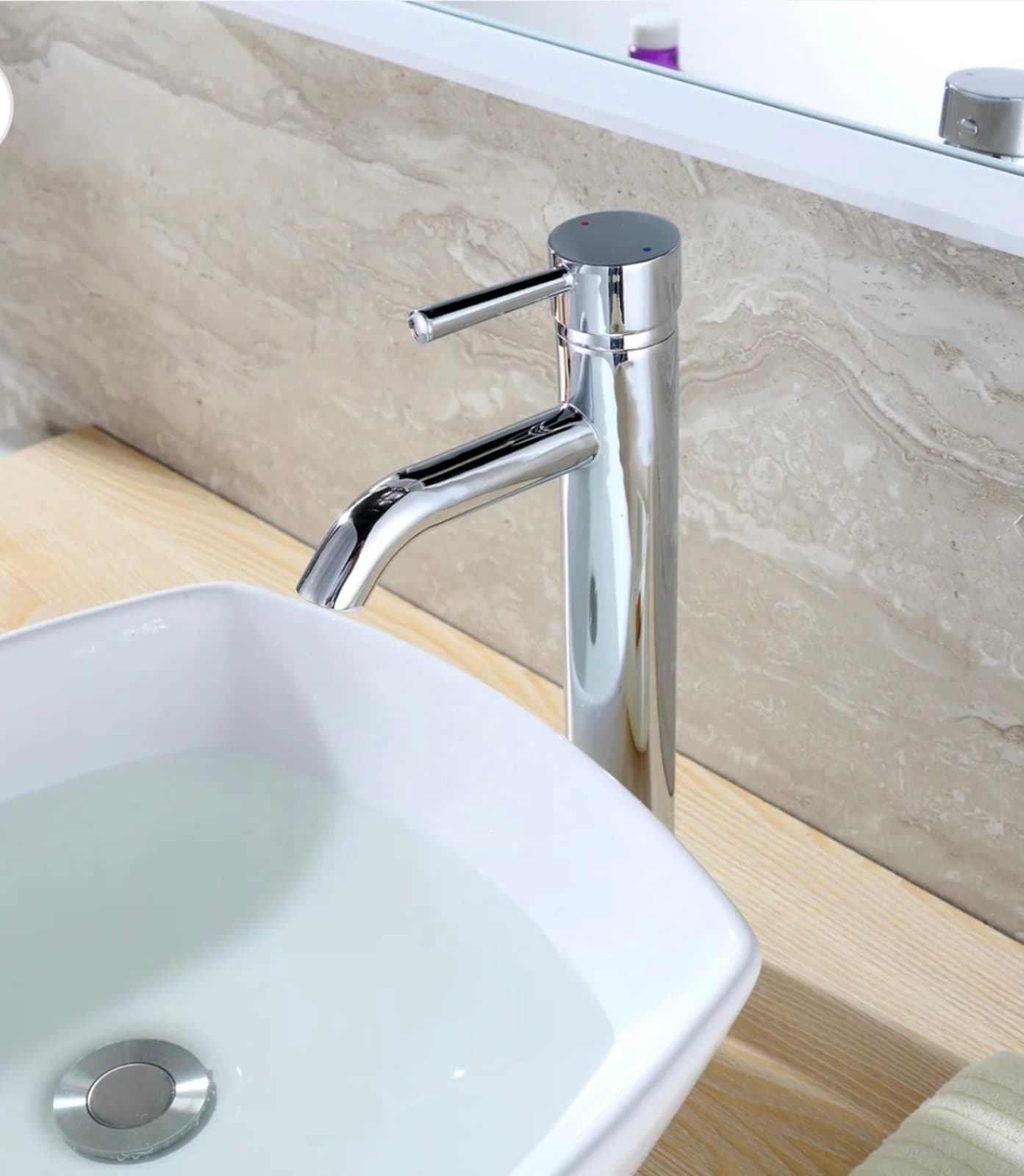 Raphral Single Hole Single-Handle Vessel Bathroom Faucet with Drain - Thumbnail 3