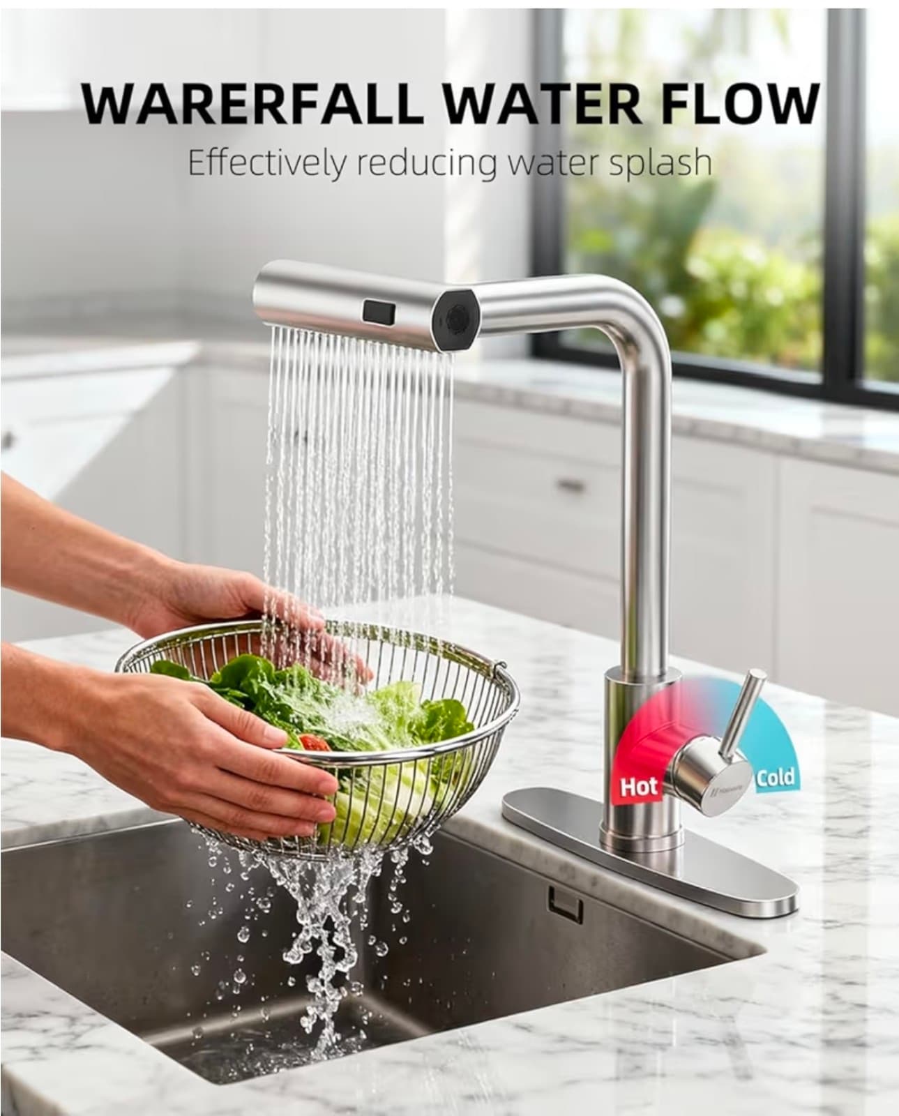 Kitchen Faucet - Waterfall Kitchen Faucet, Stainless Steel Kitchen Sink - Thumbnail 3