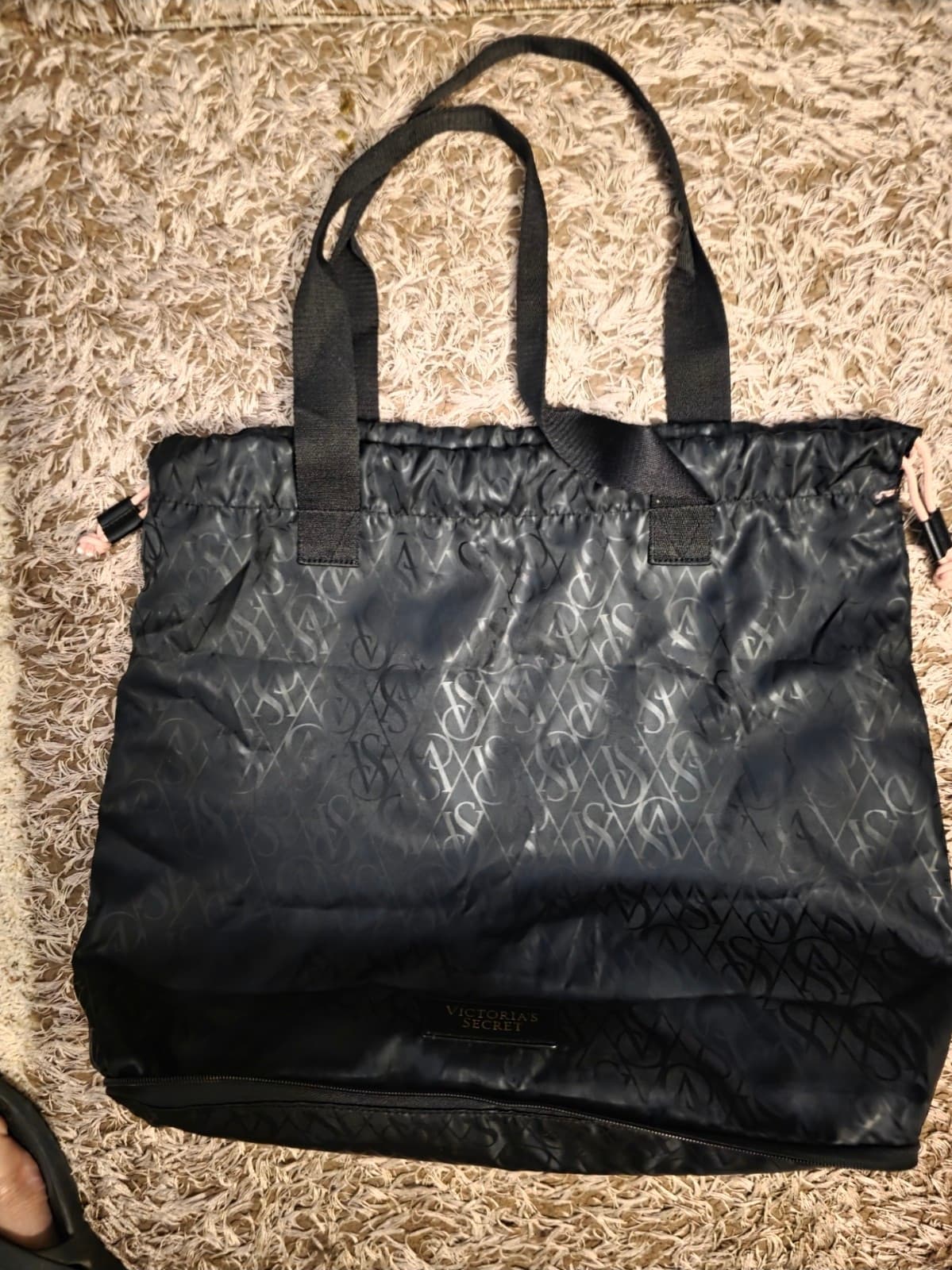 Victoria's Secret Packable Duffle Tote Bag, Black Subtle Logo - Thumbnail 5