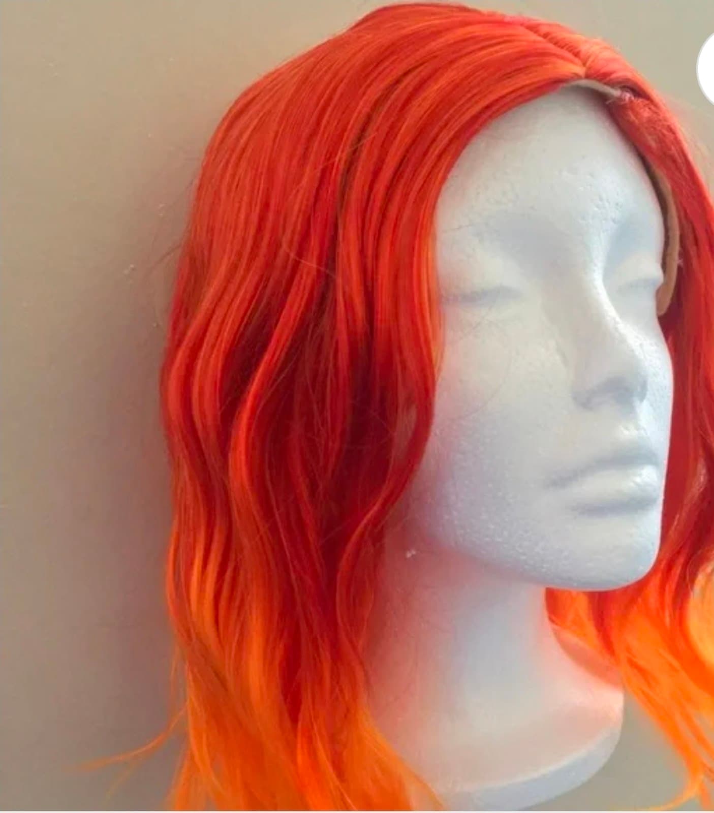 Short Bob Wavy Curly Orange Ombre Wig - Thumbnail 3