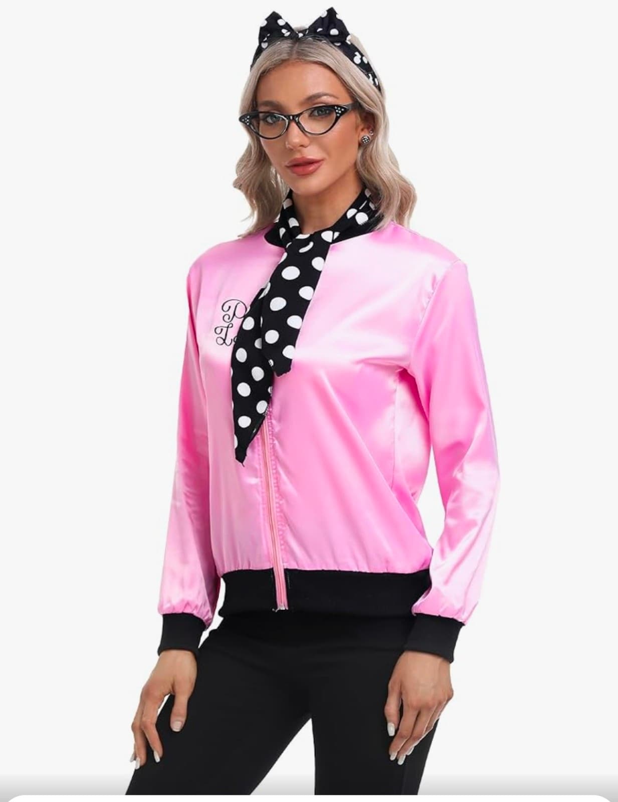 Women's Pink Ladies Costume sz Large 5pc - Thumbnail 4