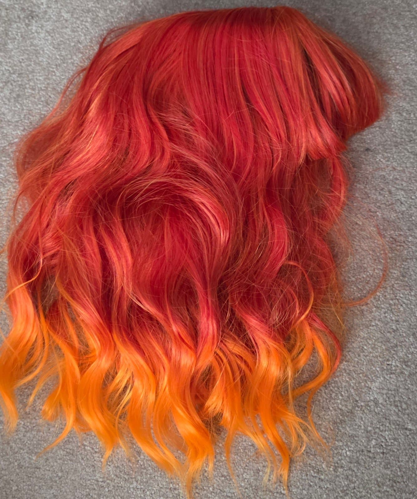 Short Bob Wavy Curly Orange Ombre Wig - Thumbnail 4