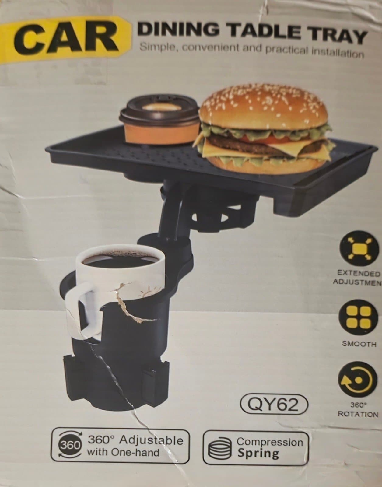 Car Cupholder Tray 3-in-1 Car Cup Holder Tray, 10.24" Car Trays Organizer with D - Thumbnail 5