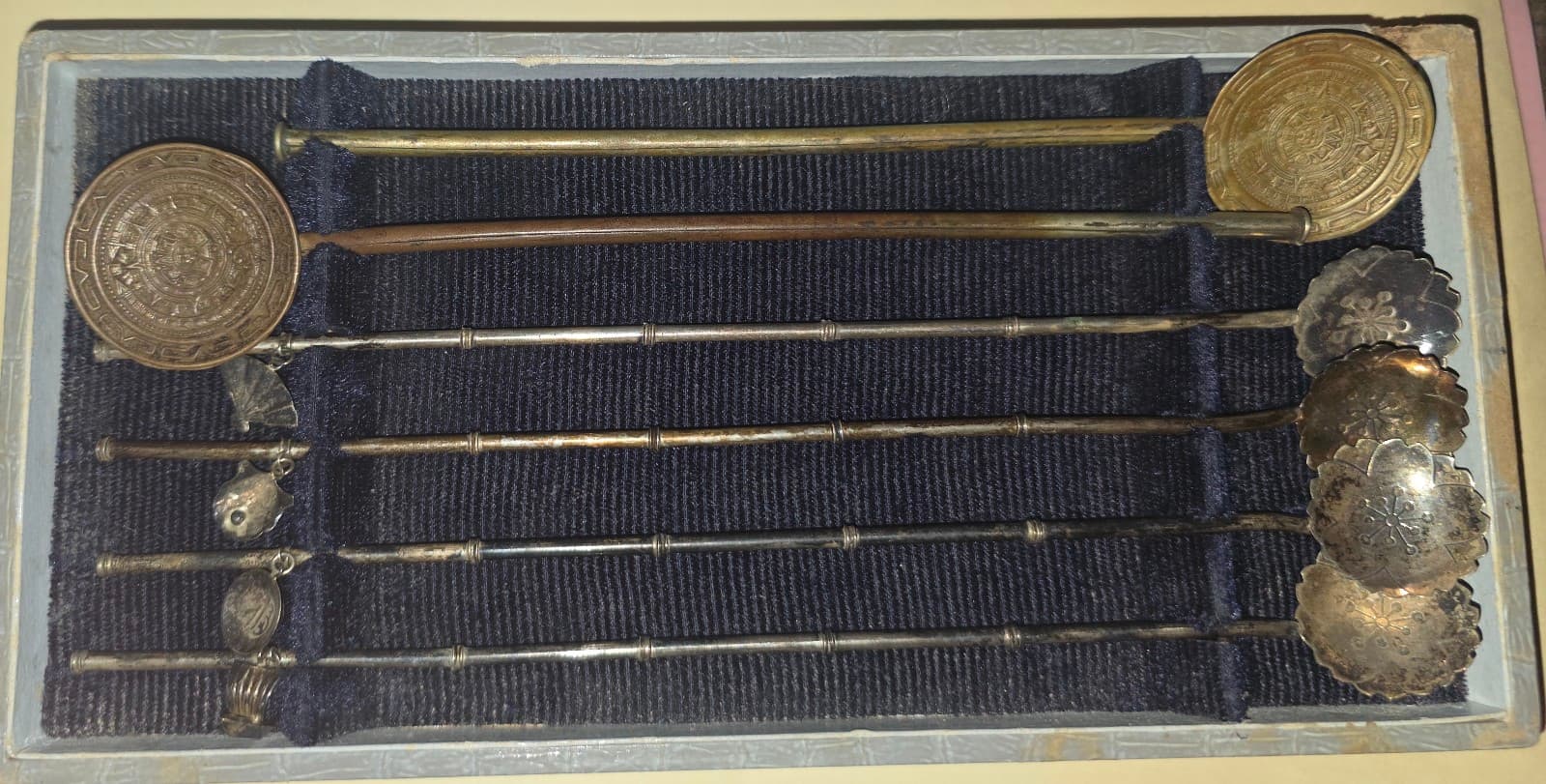 Vintage Set Of 6 950 Sterling Silver Japan Tall Iced Tea Cocktail Spoons - Thumbnail 5