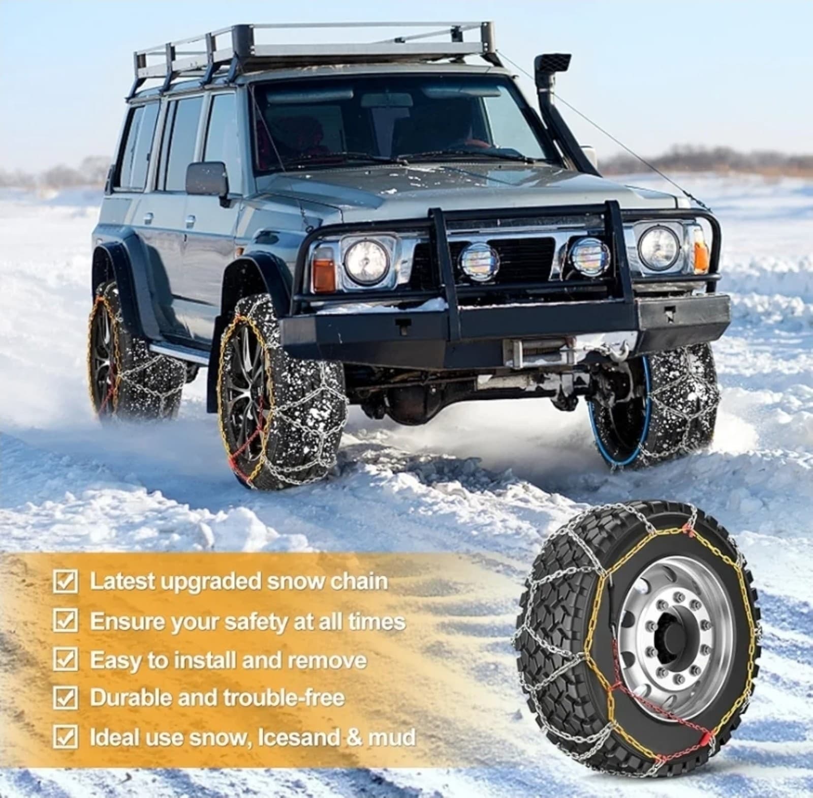 Snow Chains,Tire Chains for Car, Pickup, SUV - Thumbnail 5