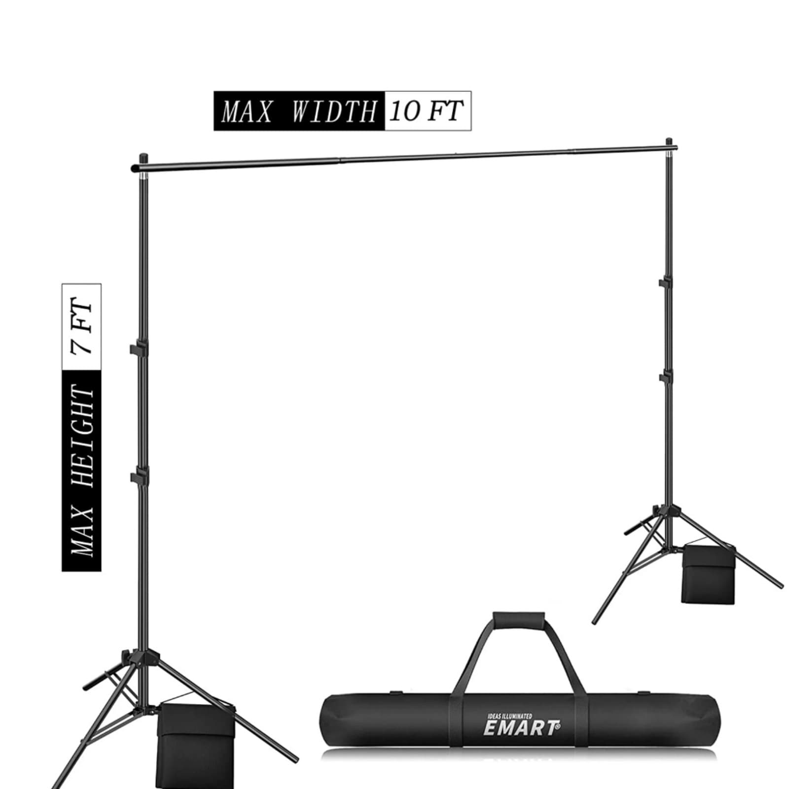 Photo Video Studio 10Ft Adjustable Background Stand Backdrop Support System Kit - Thumbnail 2