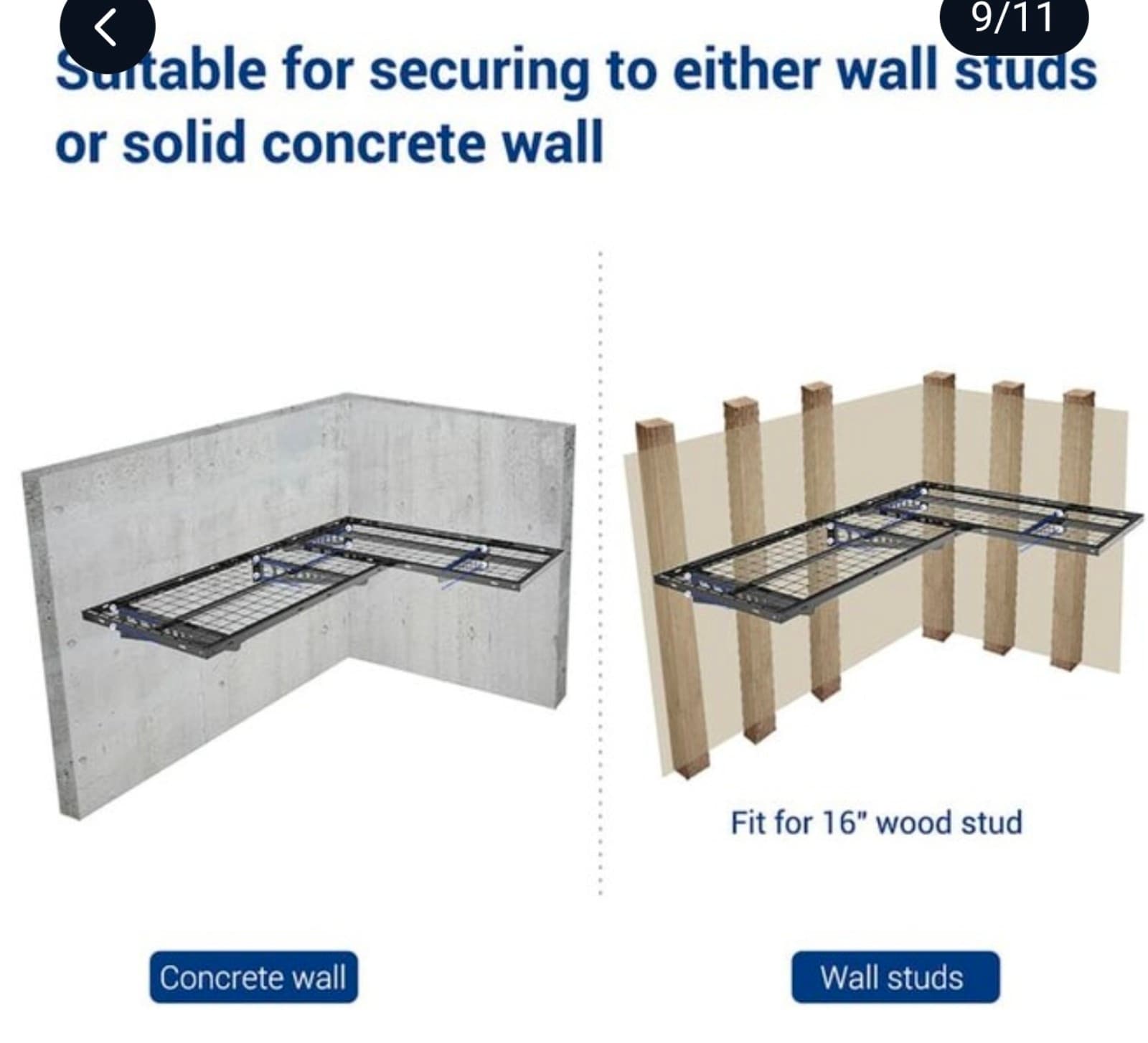 Corner 2-Pack 2' x 4' Wall Shelving, 660lbs Total Weight Capacity - Thumbnail 9