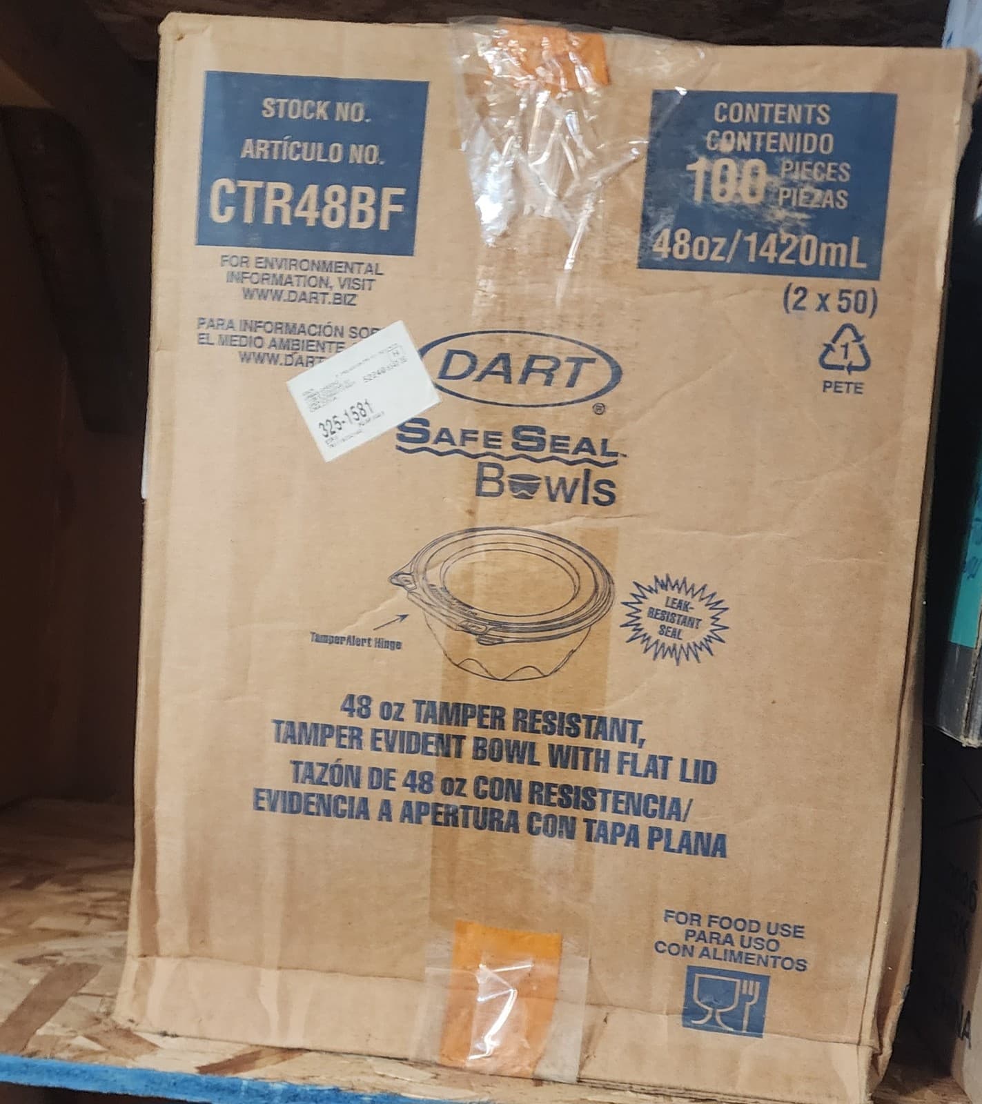 Clear 48 oz Bowl Tamper-Evident/Resistant Bowl w/ Flat Lid - Disposable 100 ct - Image 1