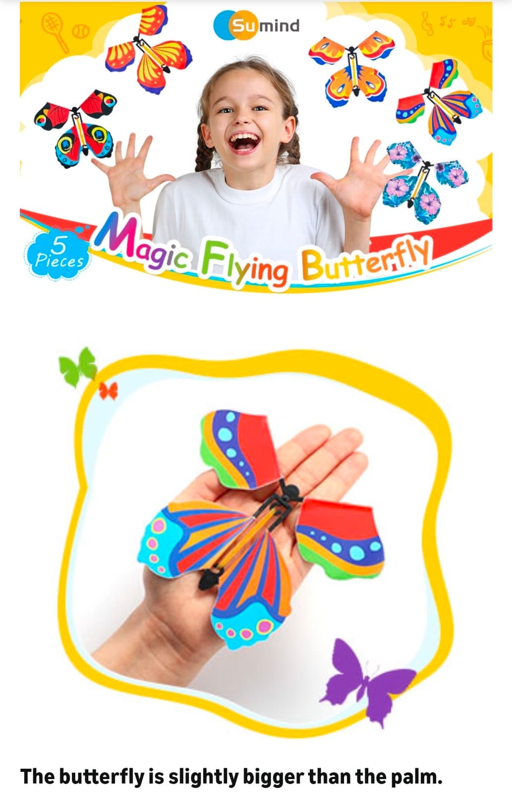 Flutter Flyers Butterflies Flying Butterfly Wind up Toys for Surprise Cards - Thumbnail 7