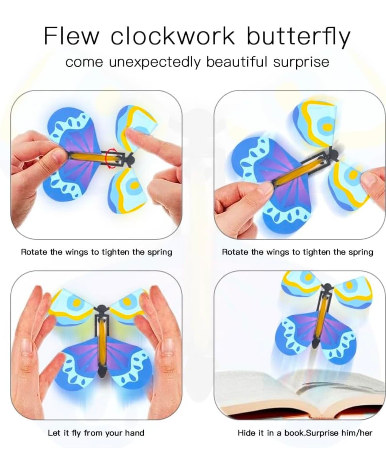 Flutter Flyers Butterflies Flying Butterfly Wind up Toys for Surprise Cards - Thumbnail 3