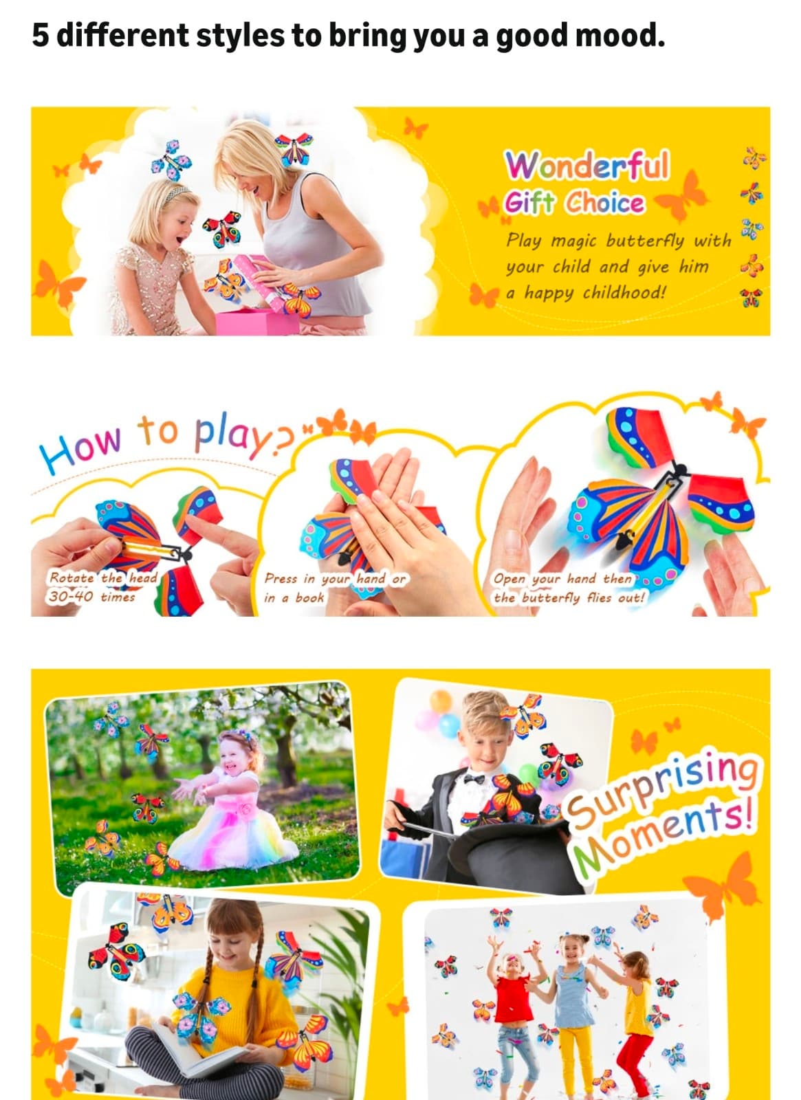 Flutter Flyers Butterflies Flying Butterfly Wind up Toys for Surprise Cards - Thumbnail 9