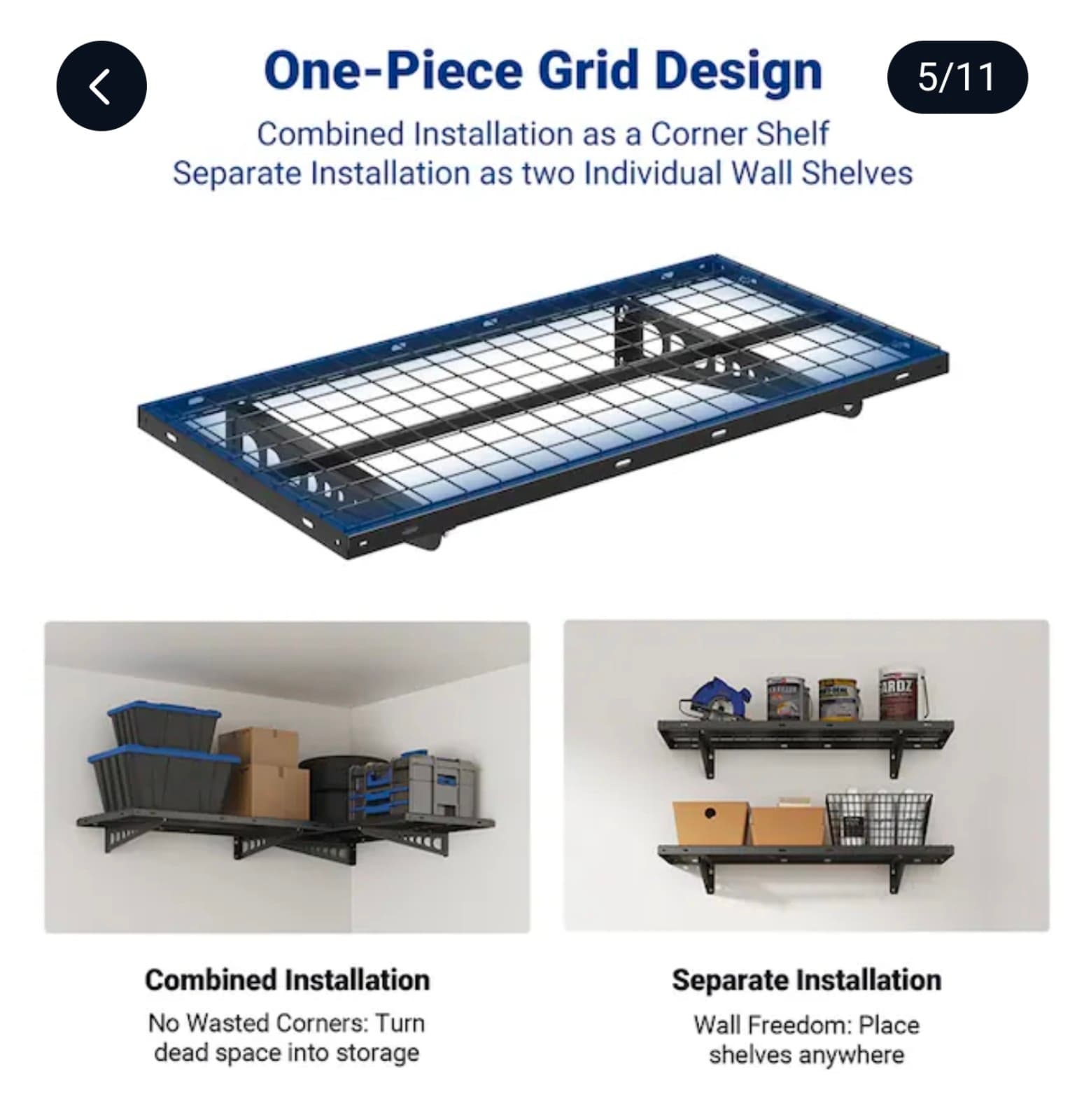 Corner 2-Pack 2' x 4' Wall Shelving, 660lbs Total Weight Capacity - Thumbnail 5