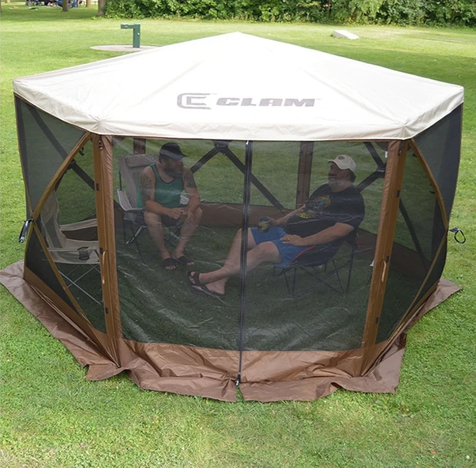 CLAM Quick-Set Outdoor Portable Escape Sky/Sky Camper Screened Gazebo Canopy Ten - Thumbnail 5