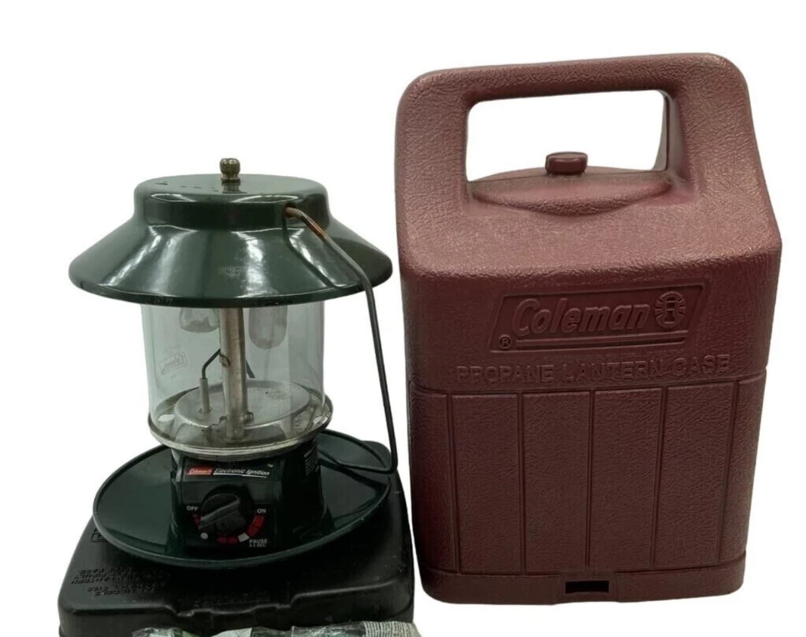 Coleman Lantern with Red Carrying Case Vintage New - Image 1