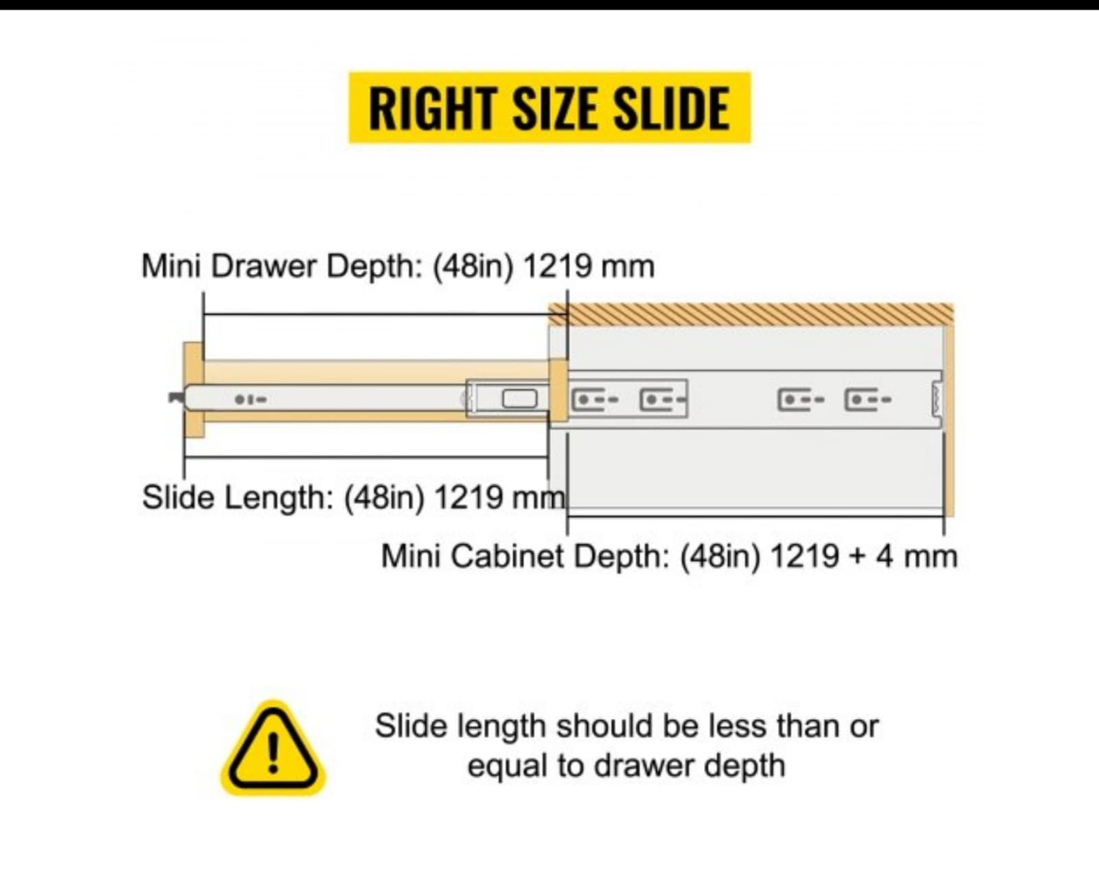 VEVOR Heavy Duty Drawer Slides 48" Length, Locking Drawer Slides 500lbs Load Cap - Thumbnail 5