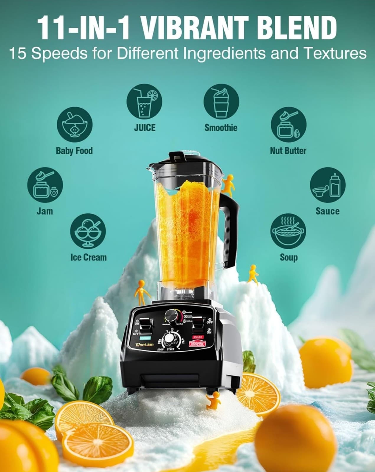 WantJoin Professional Blender, ETL listed 68oz Commercial Blender for kitchen - Thumbnail 4