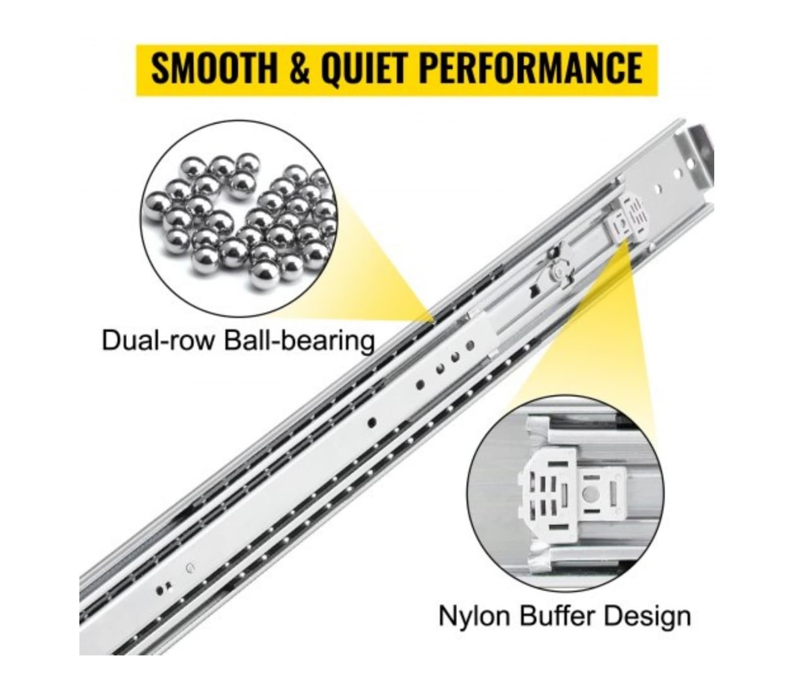 VEVOR Heavy Duty Drawer Slides 48" Length, Locking Drawer Slides 500lbs Load Cap - Thumbnail 3